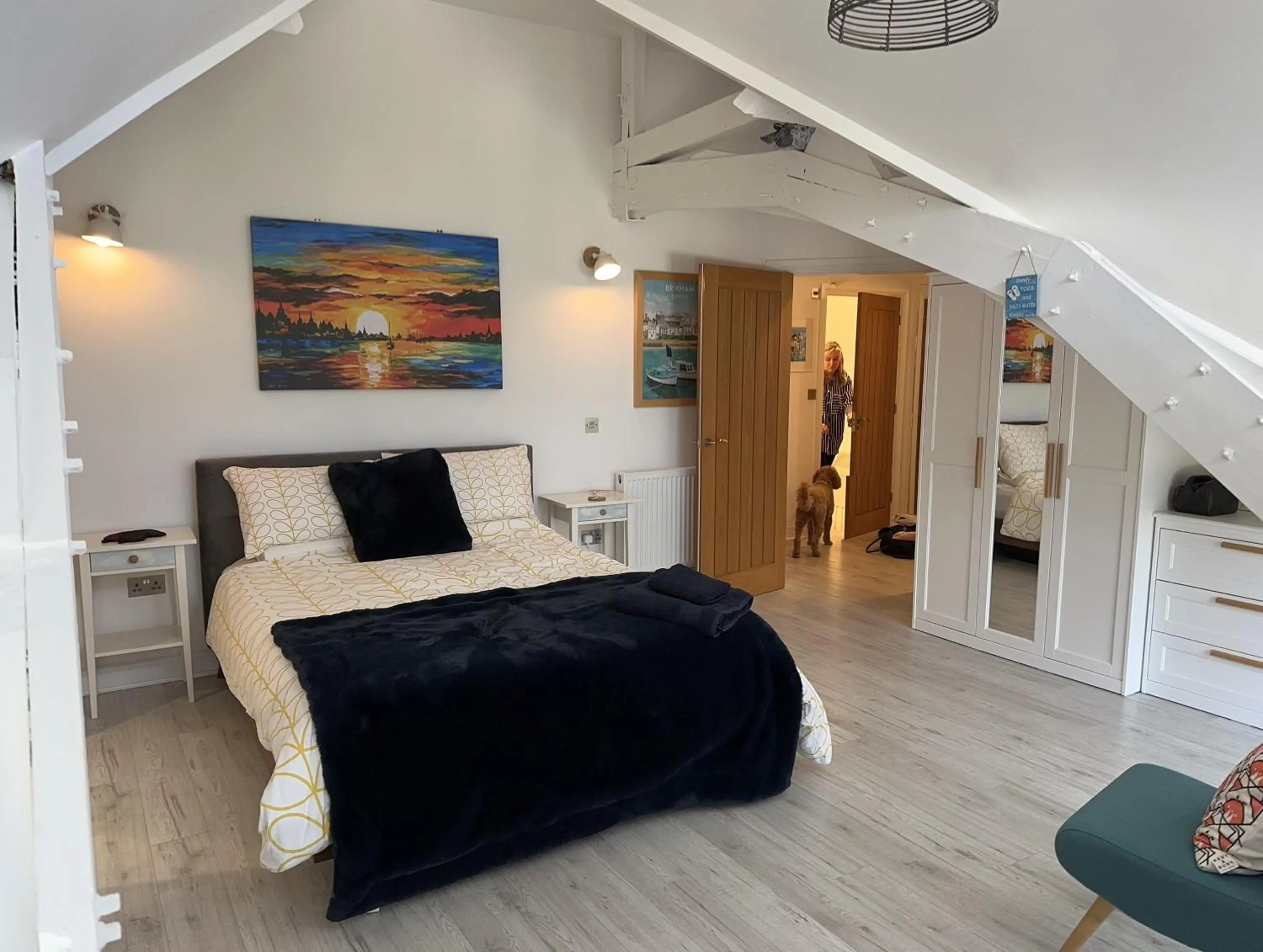 Bedroom, Bed in Beautiful, spacious 3 bed Brixham apartment