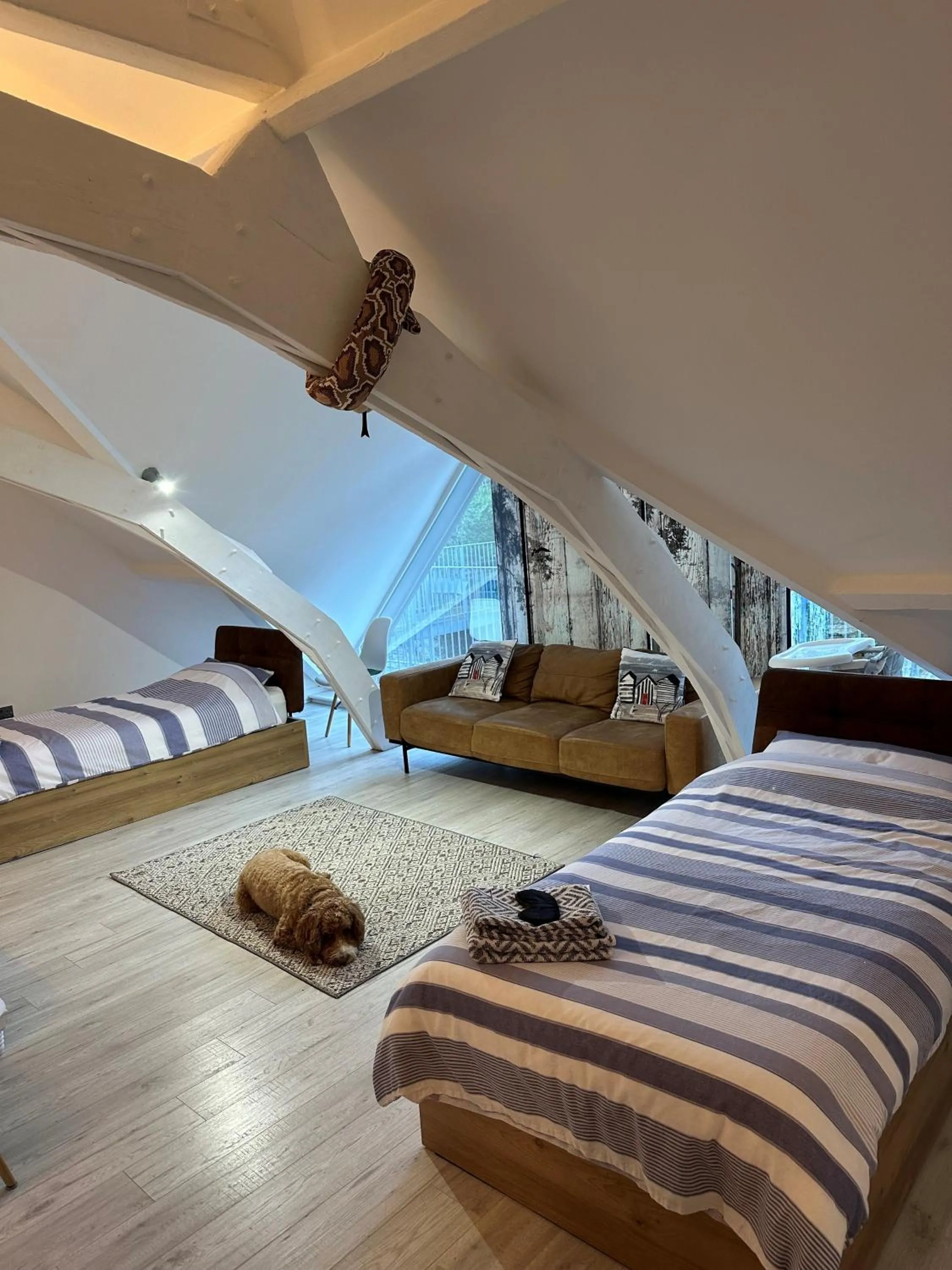Bedroom, Bed in Beautiful, spacious 3 bed Brixham apartment