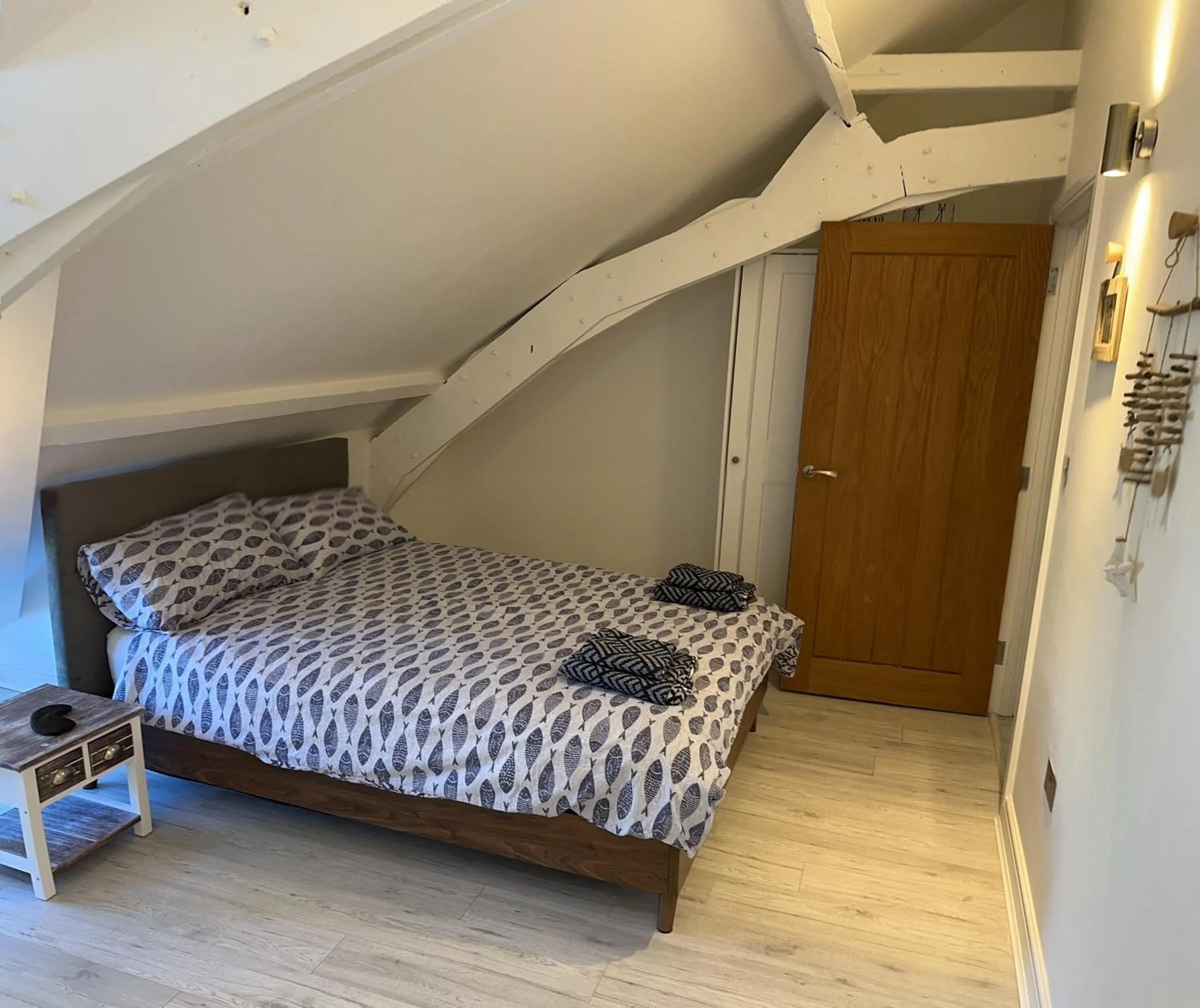 Bedroom, Bed in Beautiful, spacious 3 bed Brixham apartment