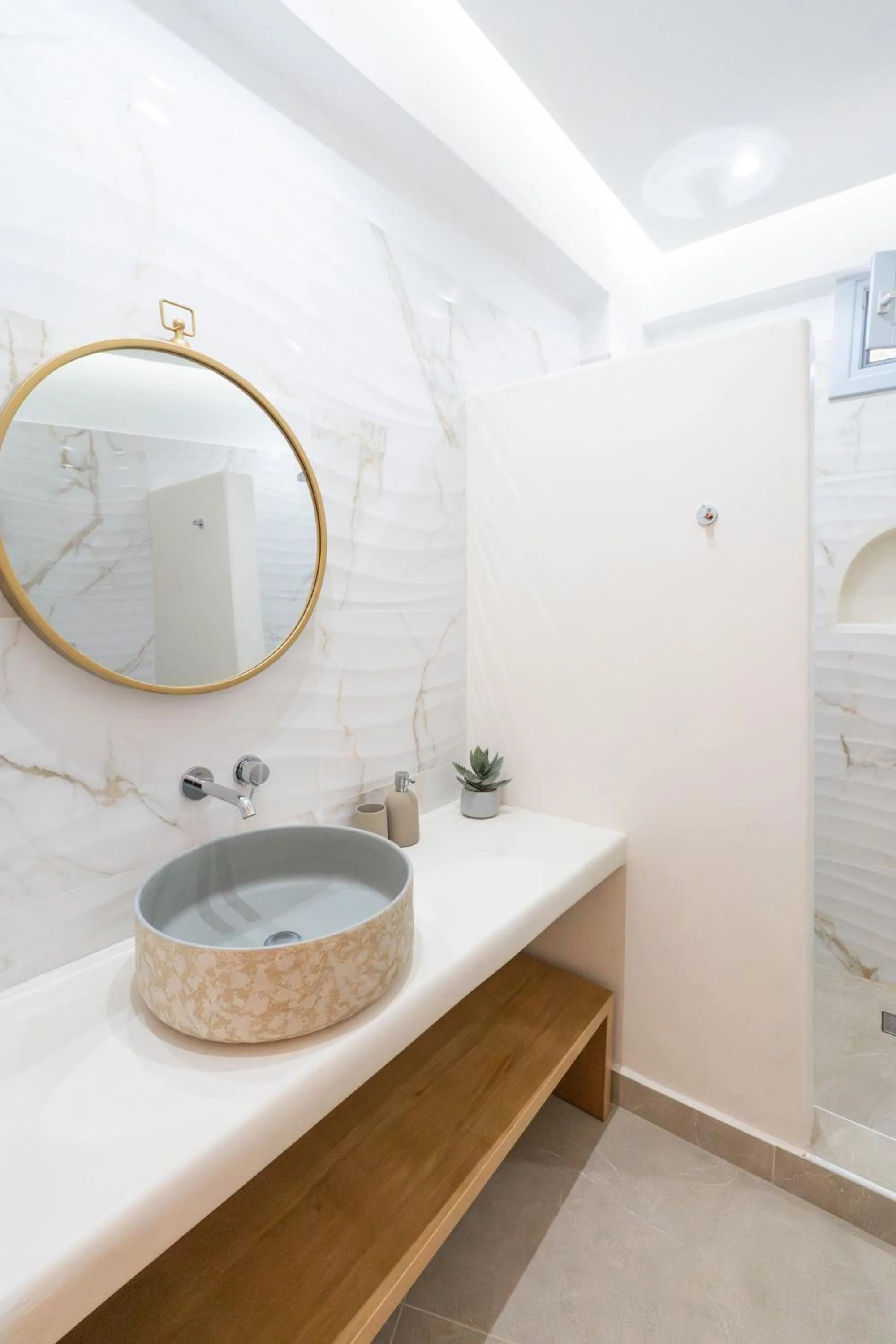 Shower in SN Santorini Apartments