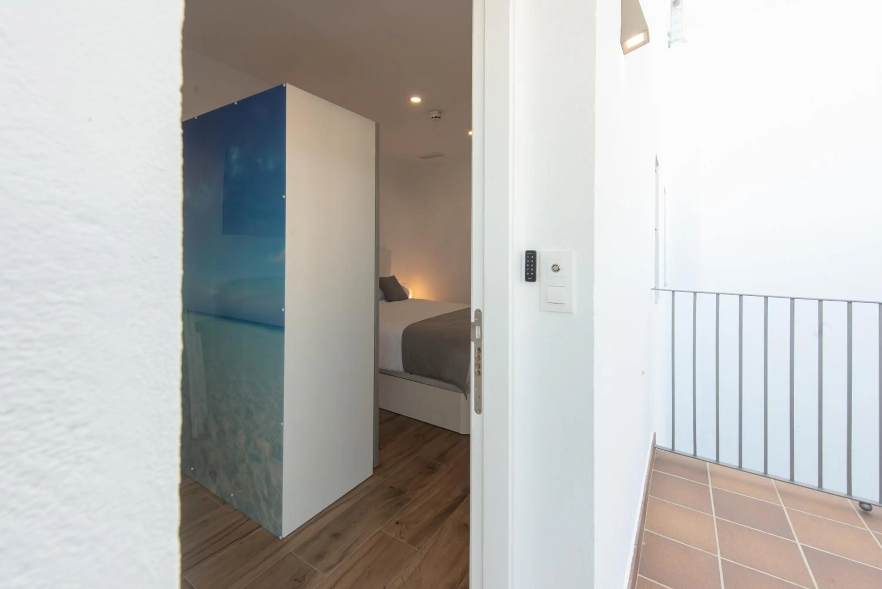 Balcony/Terrace, Bed in Apartamentos Santa María 15