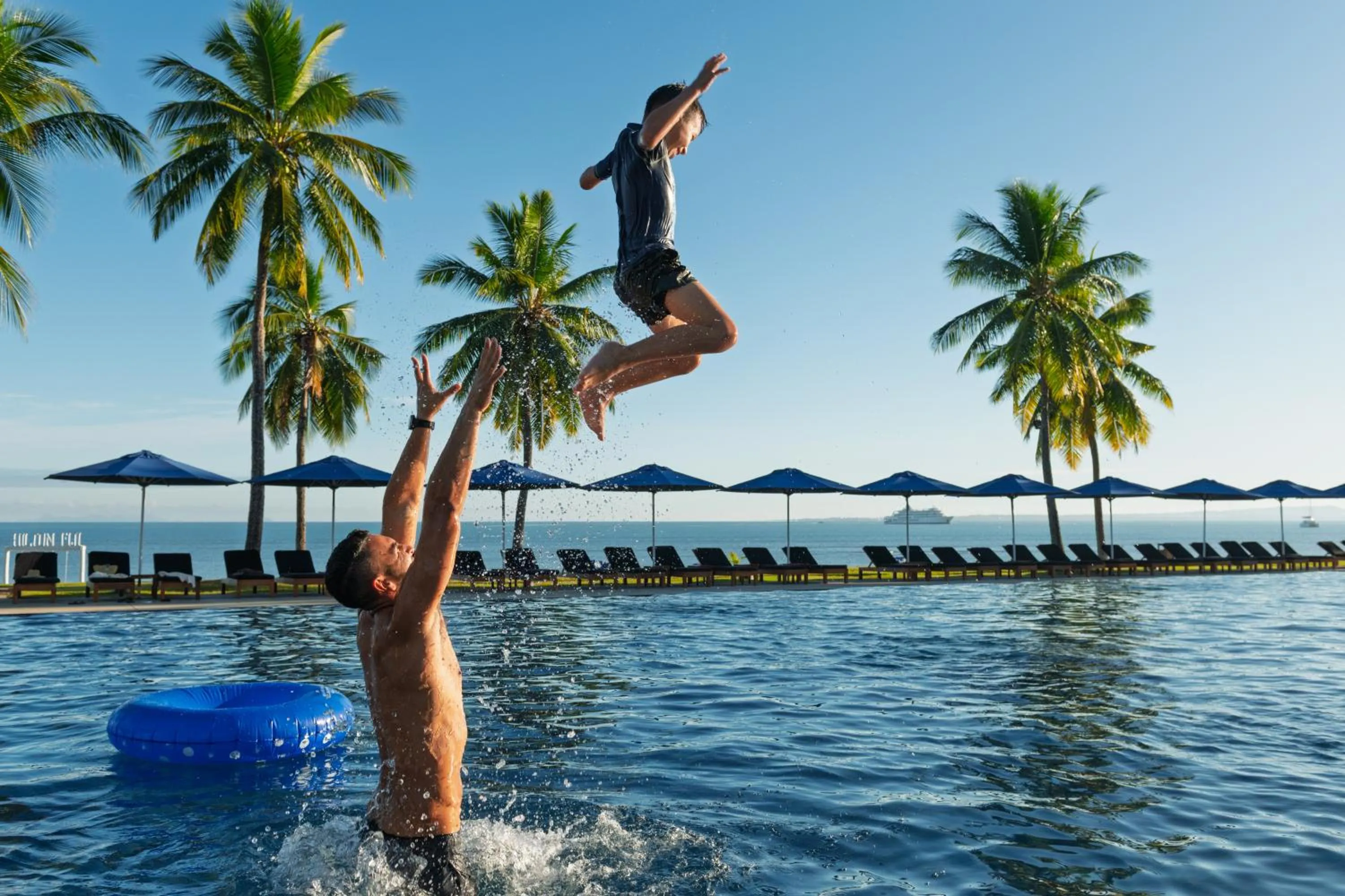 Pool view in Hilton Fiji Beach Resort and Spa