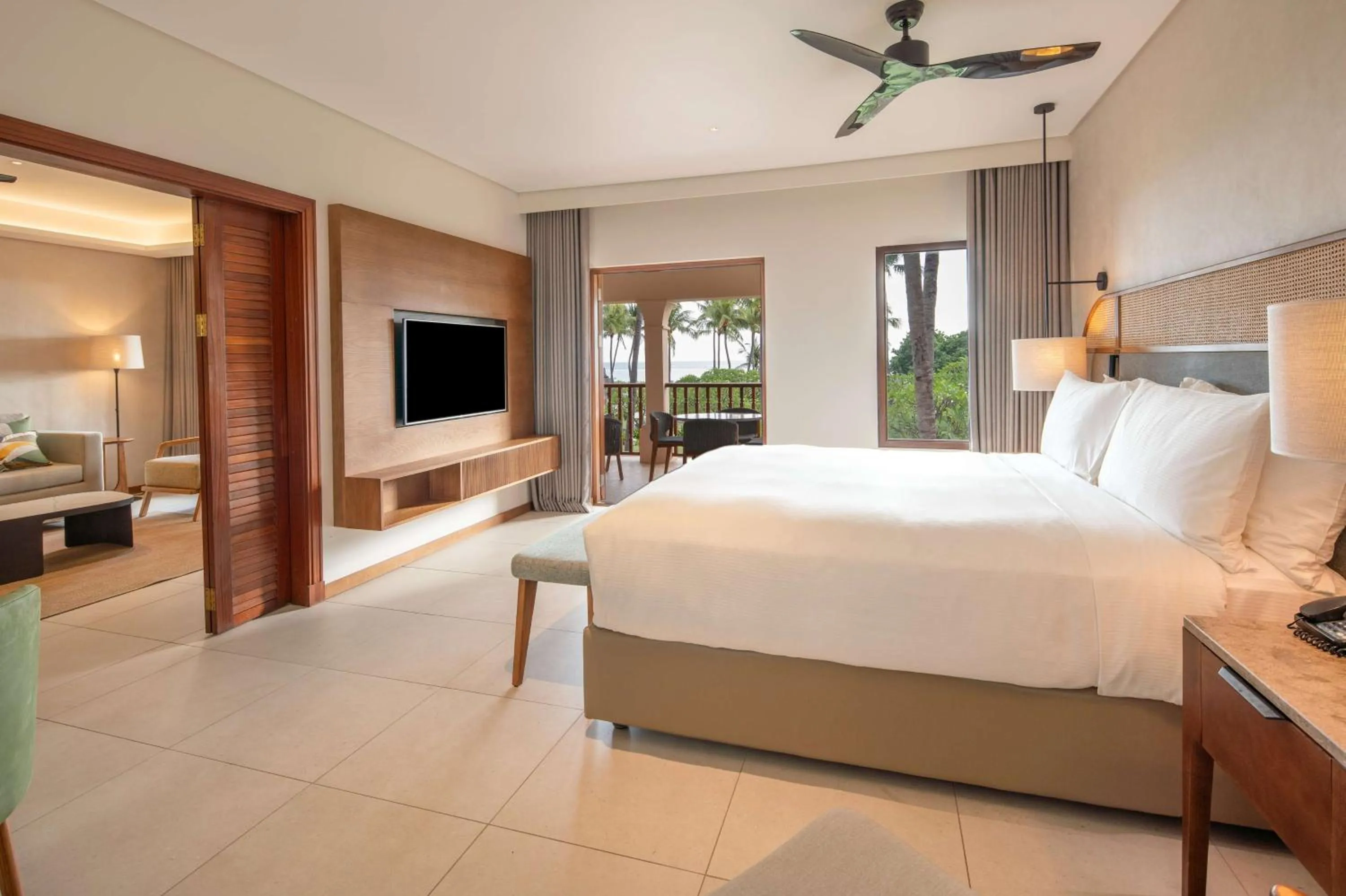 Bed in Hilton Mauritius Resort & Spa