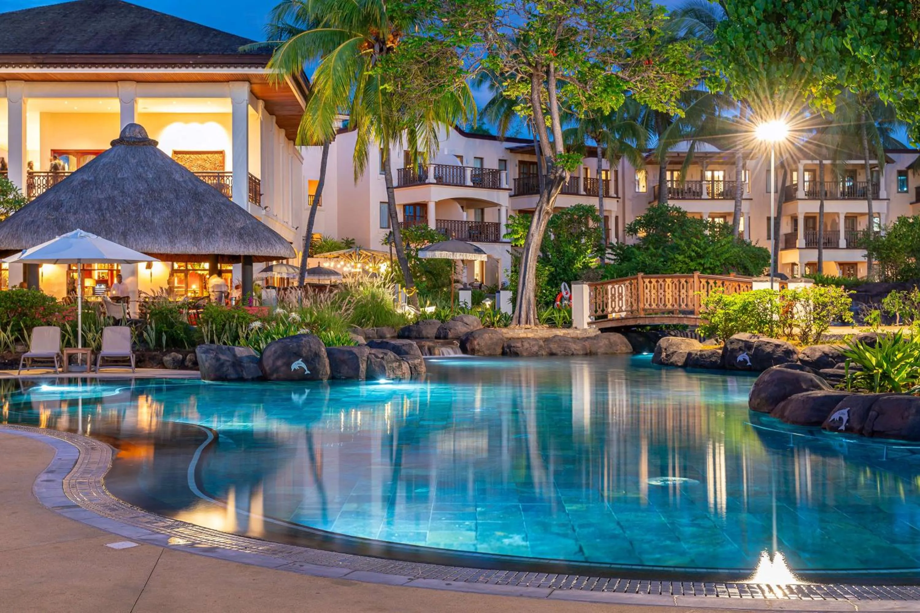 Pool view in Hilton Mauritius Resort & Spa