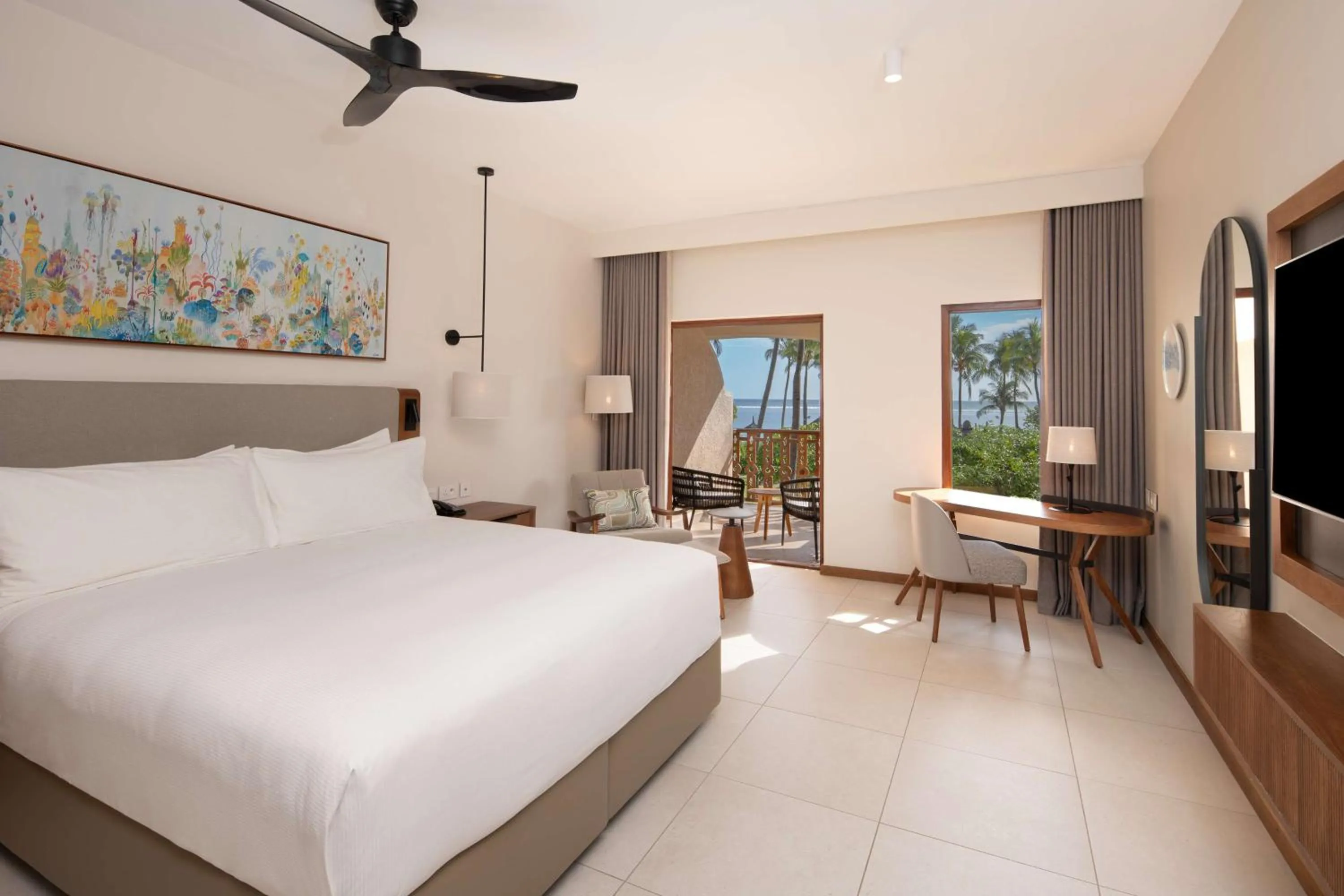 Bed in Hilton Mauritius Resort & Spa