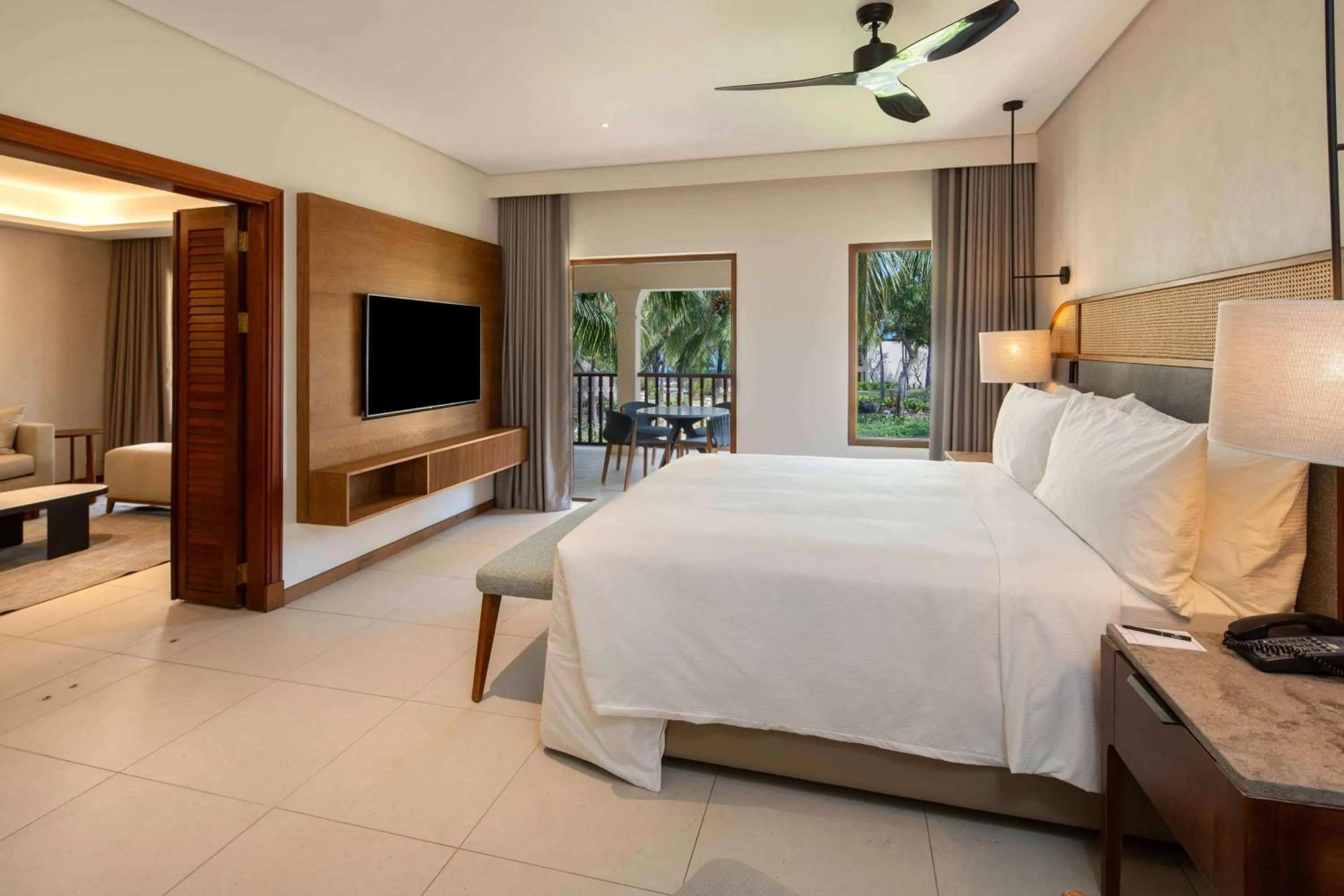 Bed in Hilton Mauritius Resort & Spa