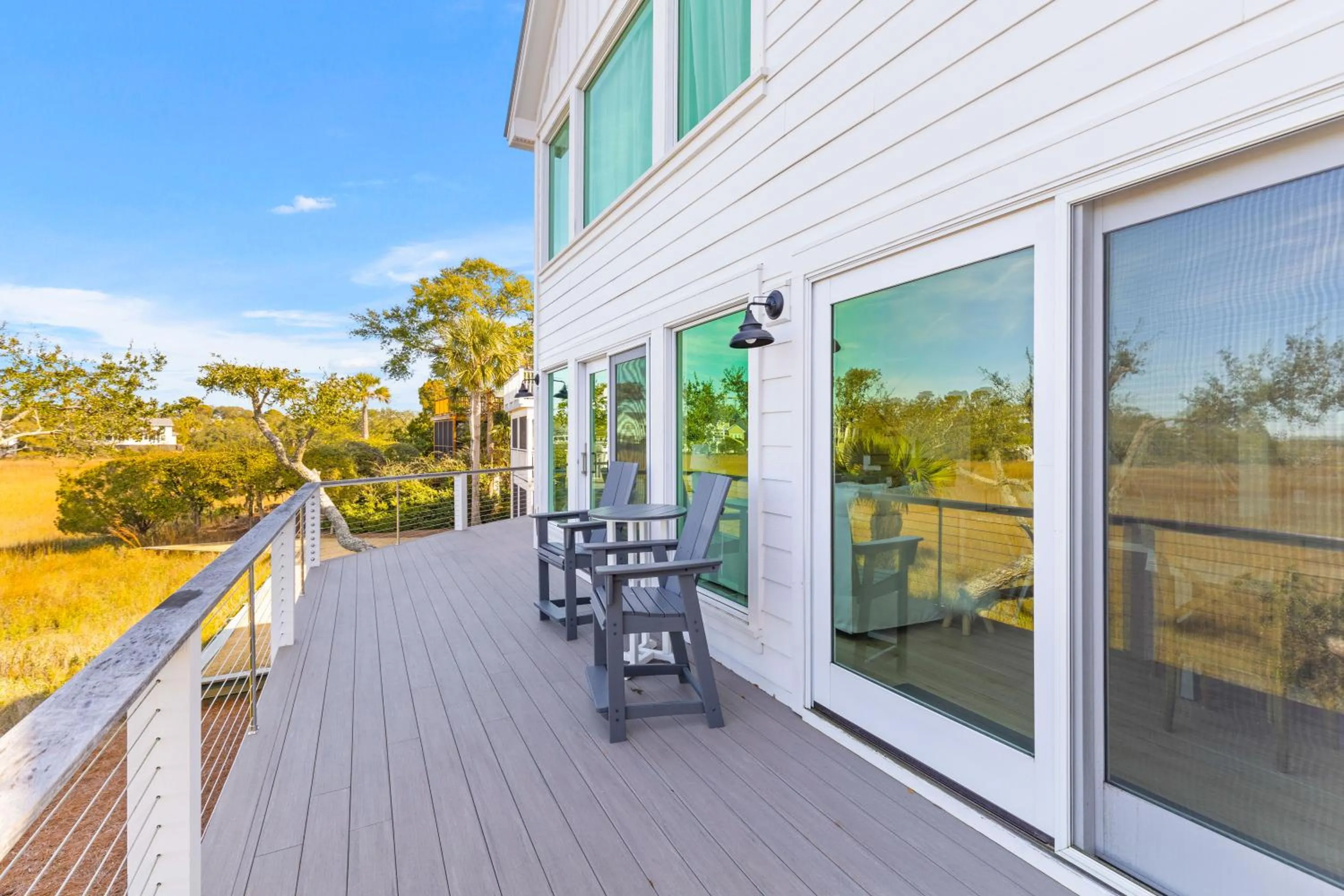 Balcony/Terrace in Marsh Island 9 - Best Sunset on the Island! Renovated Home!