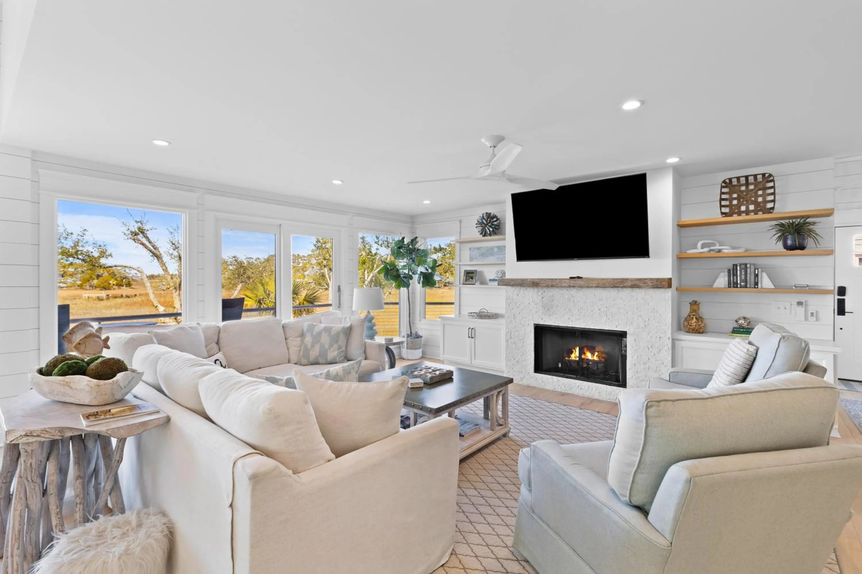 Living room in Marsh Island 9 - Best Sunset on the Island! Renovated Home!