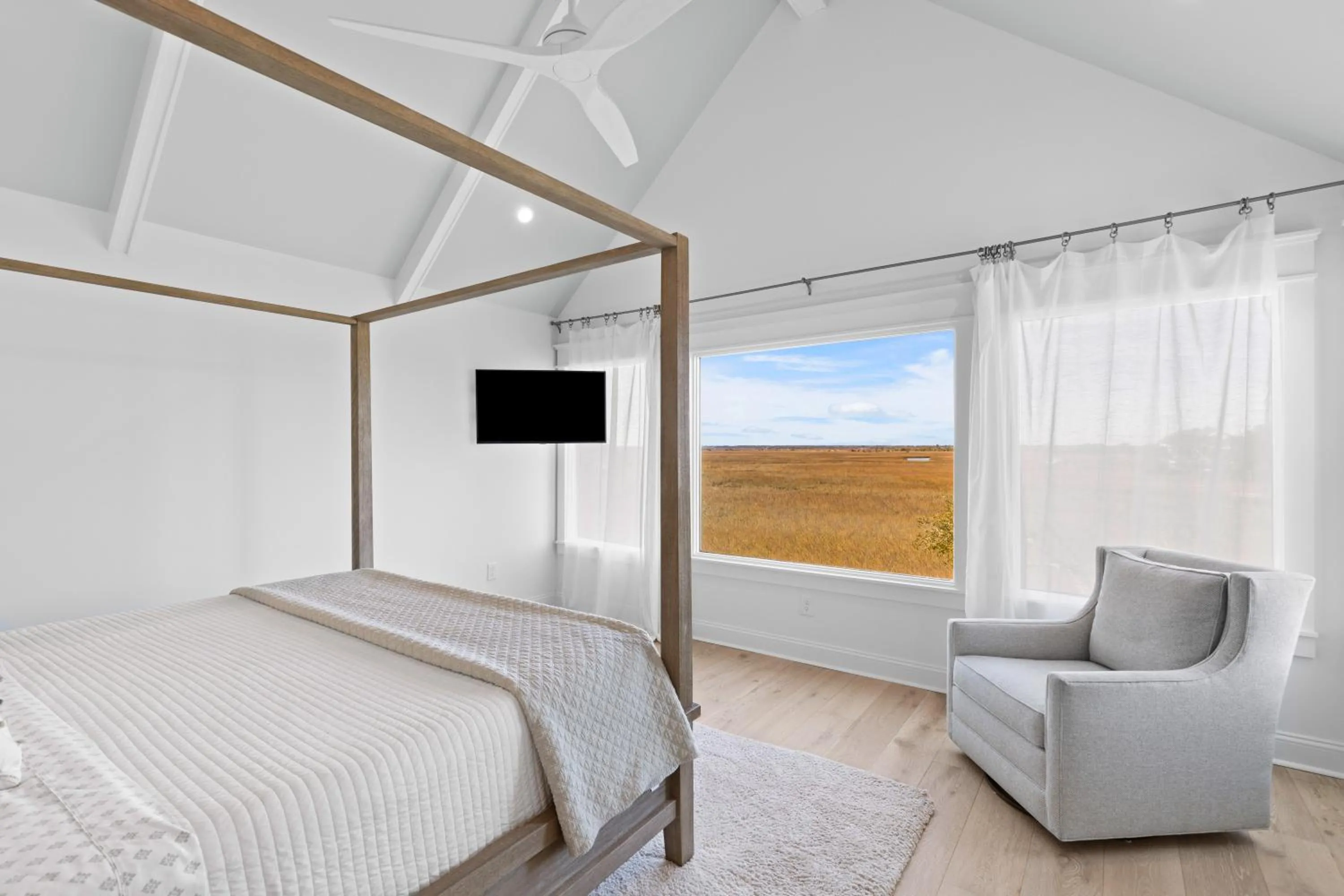 Bedroom, Bed in Marsh Island 9 - Best Sunset on the Island! Renovated Home!