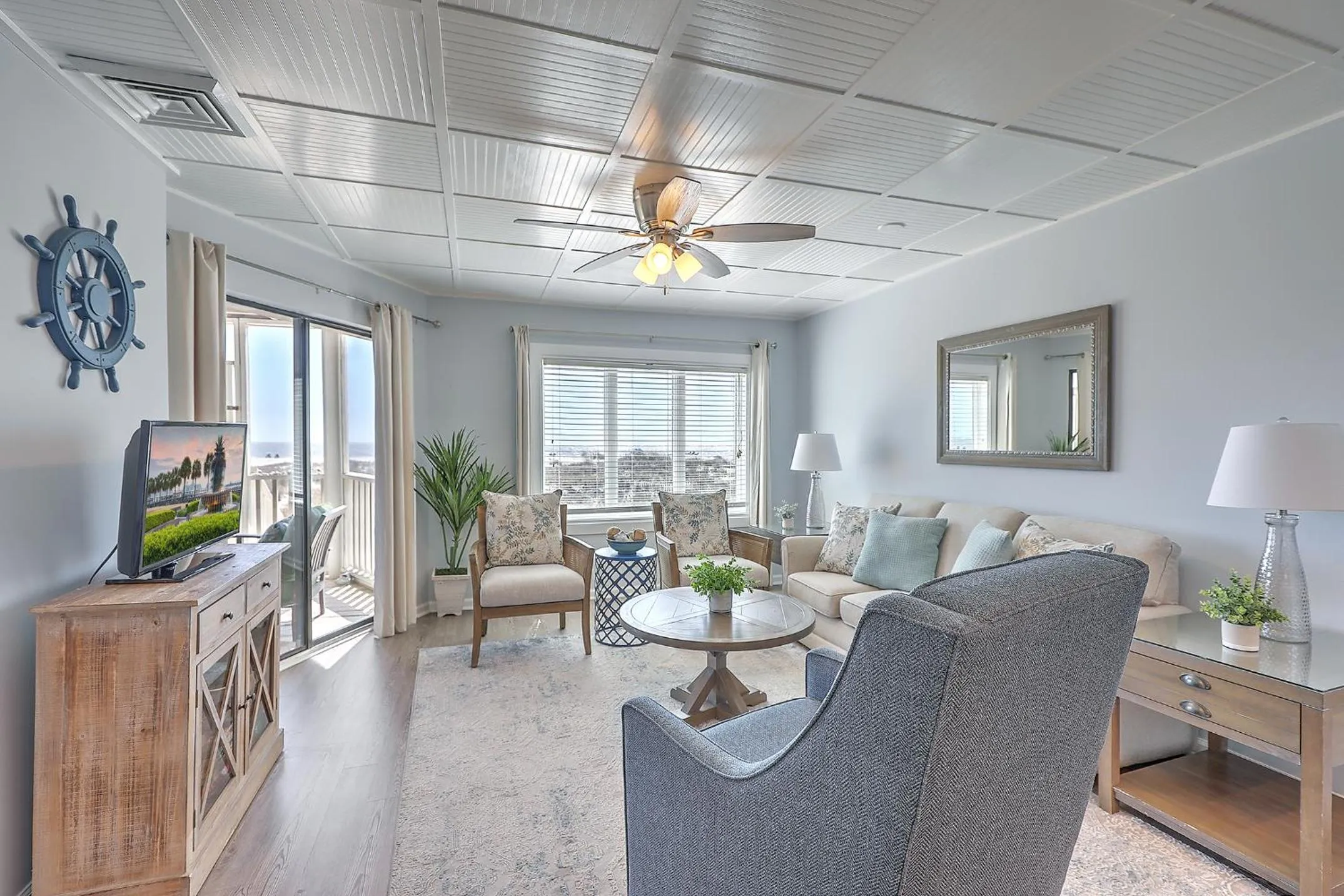 Living room in New Listing! Port O' Call B103 - Oceanfront Oasis!