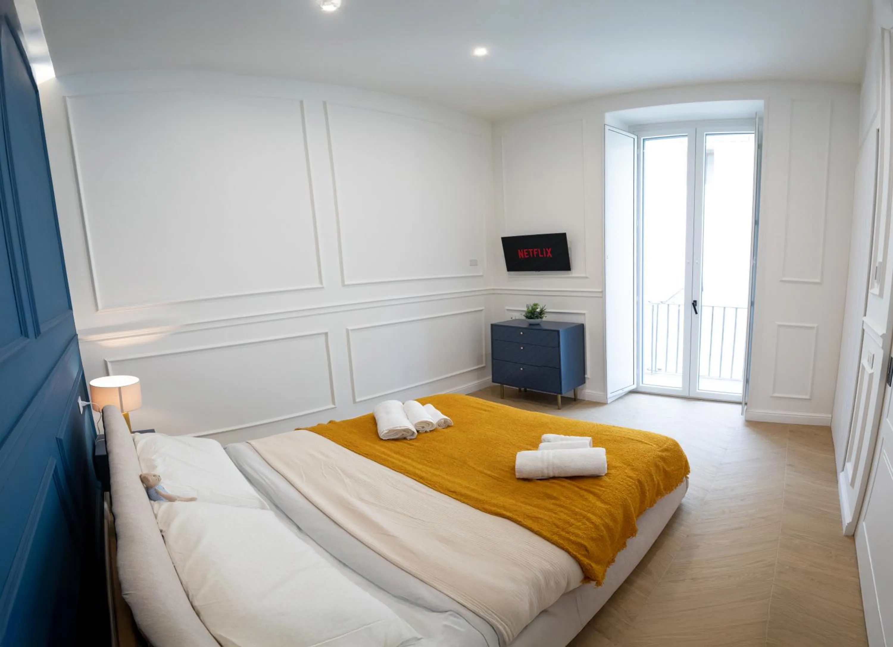Bedroom, Bed in extra luxury apartment salerno center