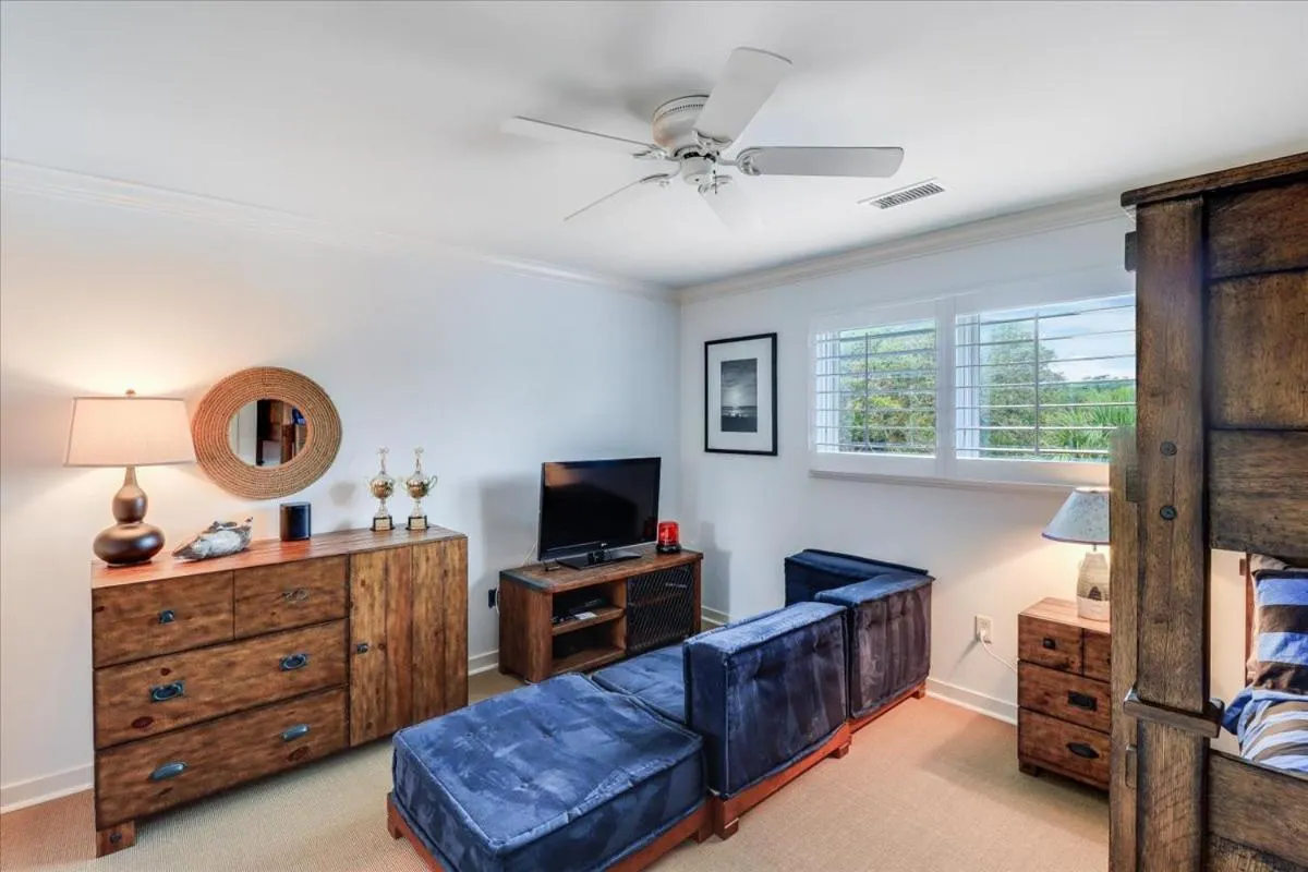 Seating area, Bed in Beach Club Villa 30 - Coastal Oceanfront! Pool! Walkout!