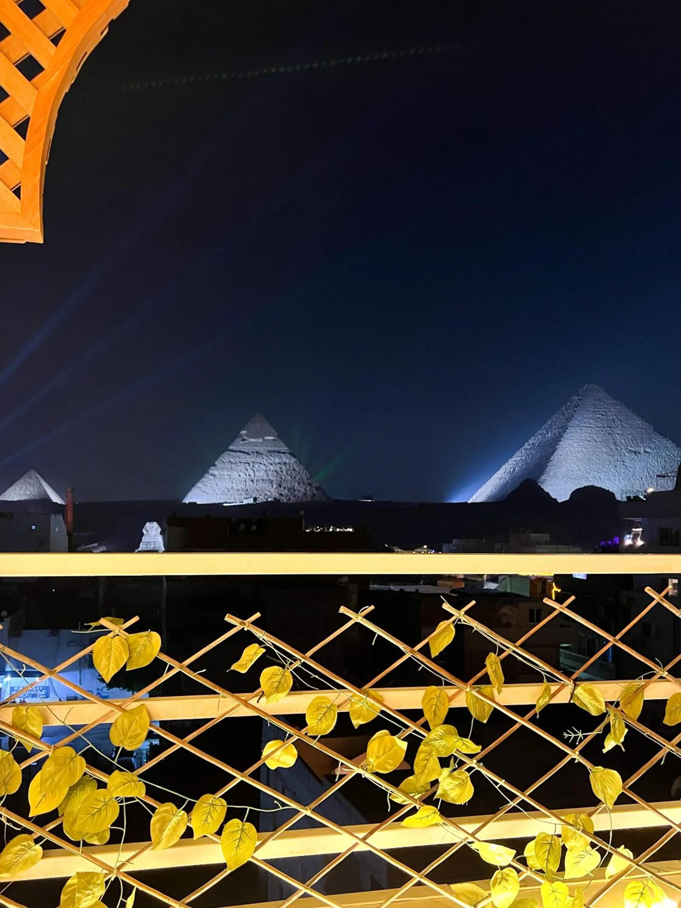 Night in Sphinx Golden Gate Pyramids