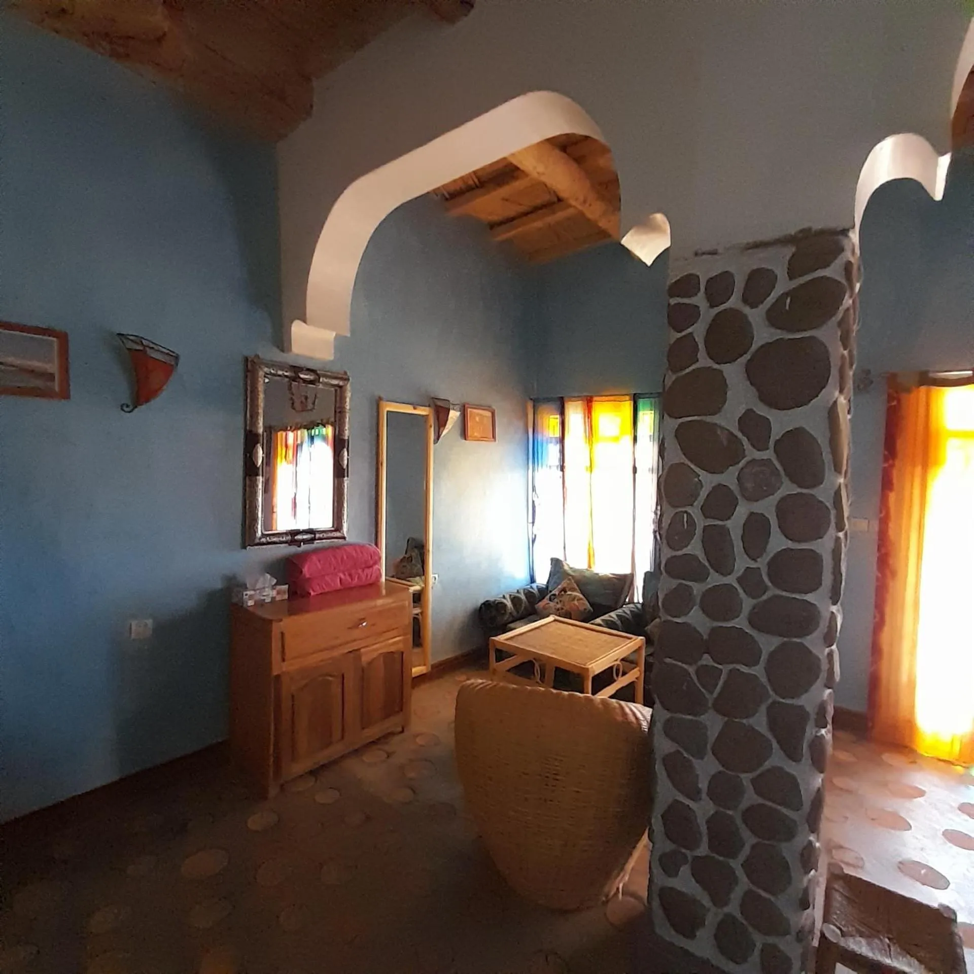 Seating area, Bed in Dar Timitar