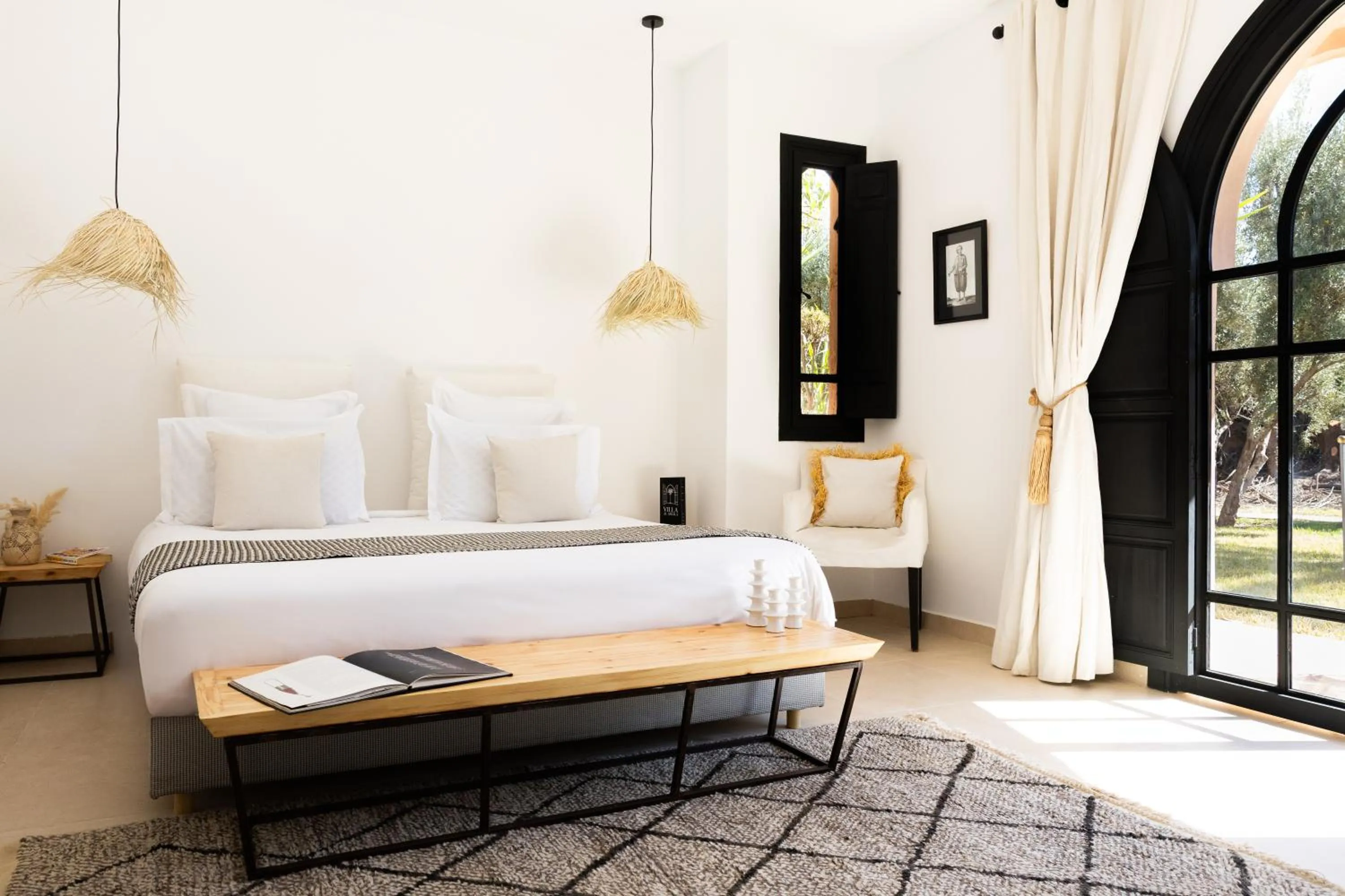 Patio, Bed in Villa Al Assala Palmeraie