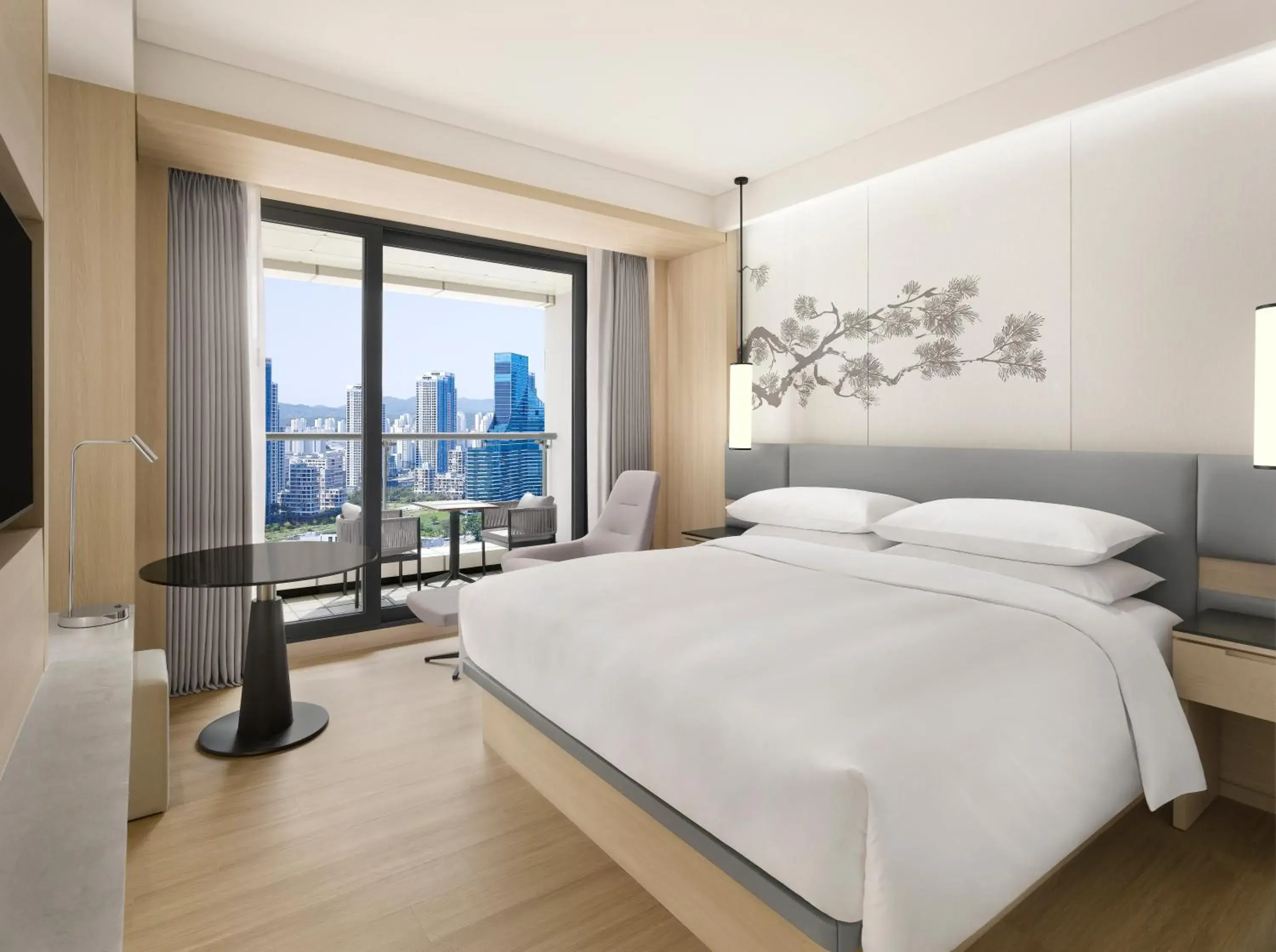 Deluxe King Room with Balcony and City View in Courtyard by Marriott Sejong Deluxe King Room with Balcony and City View in Courtyard by Marriott Sejong