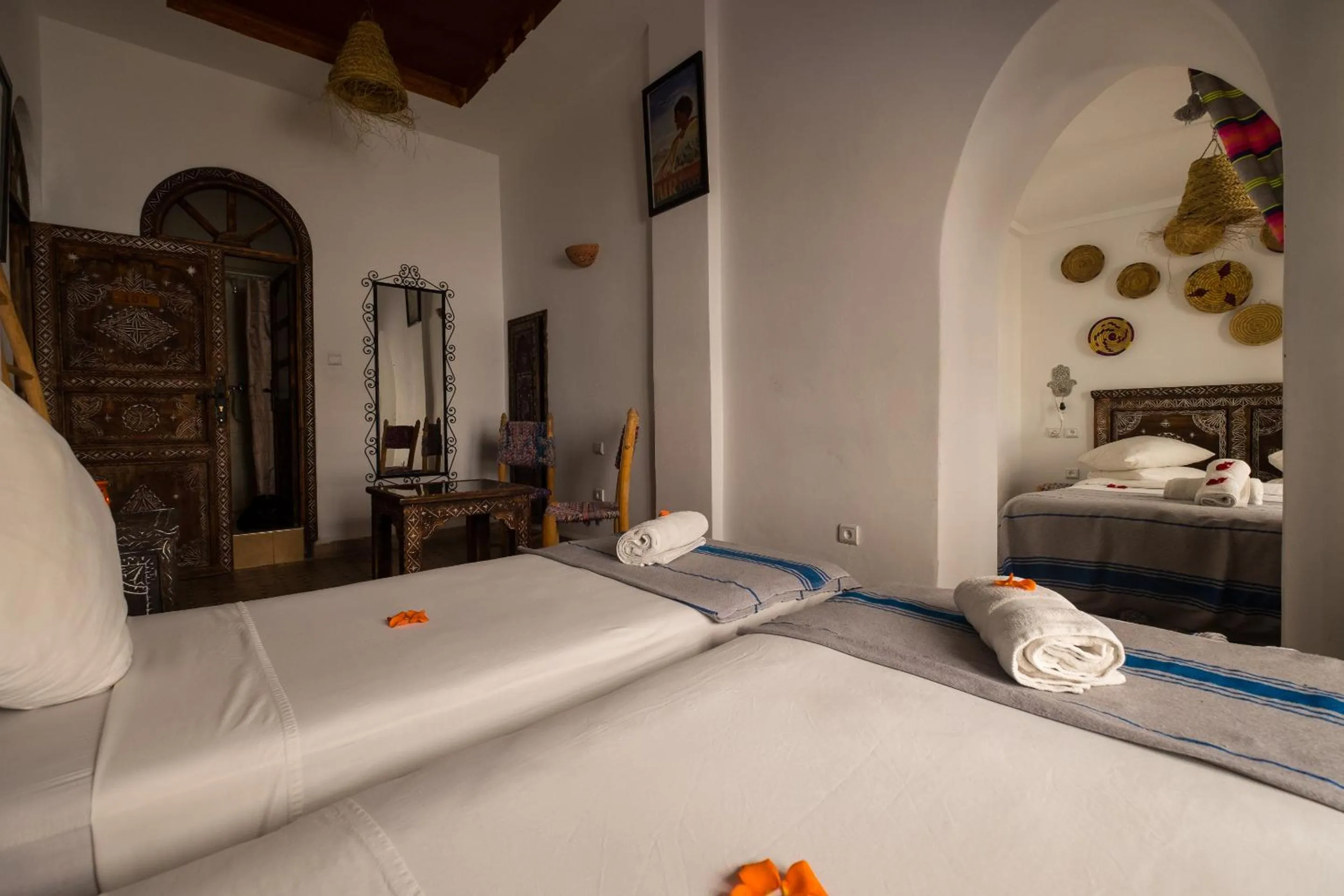 Living room, Bed in Riad Inna & Watersports Center