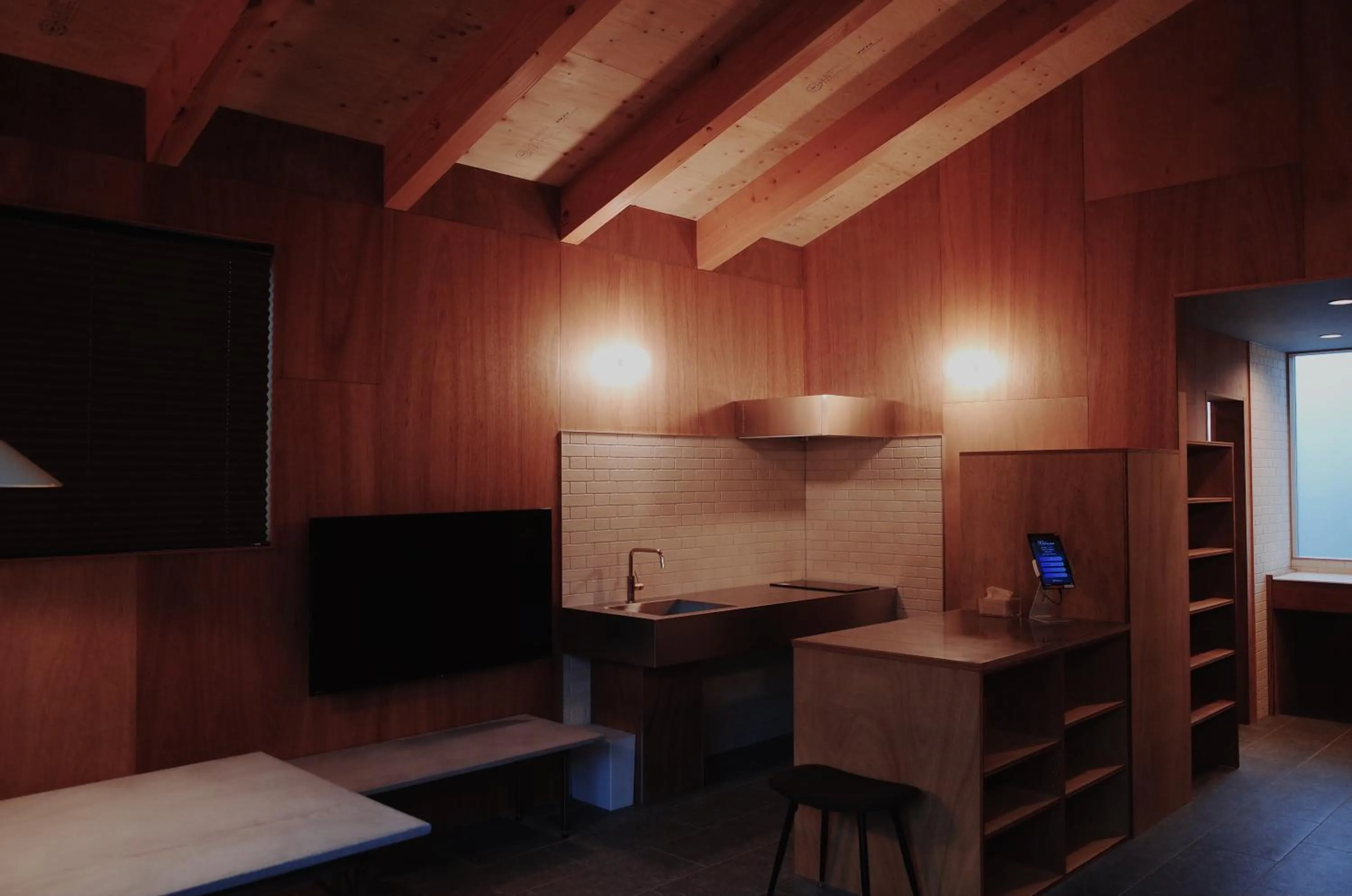 Kitchen or kitchenette, Bed in MAGATAMA.INN