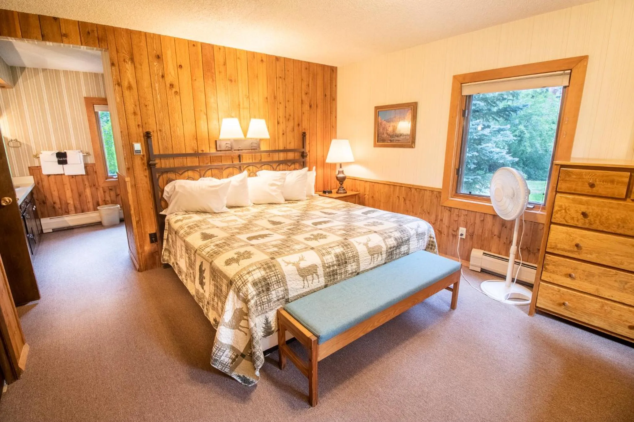 Bed in Castle Mountain Lodge