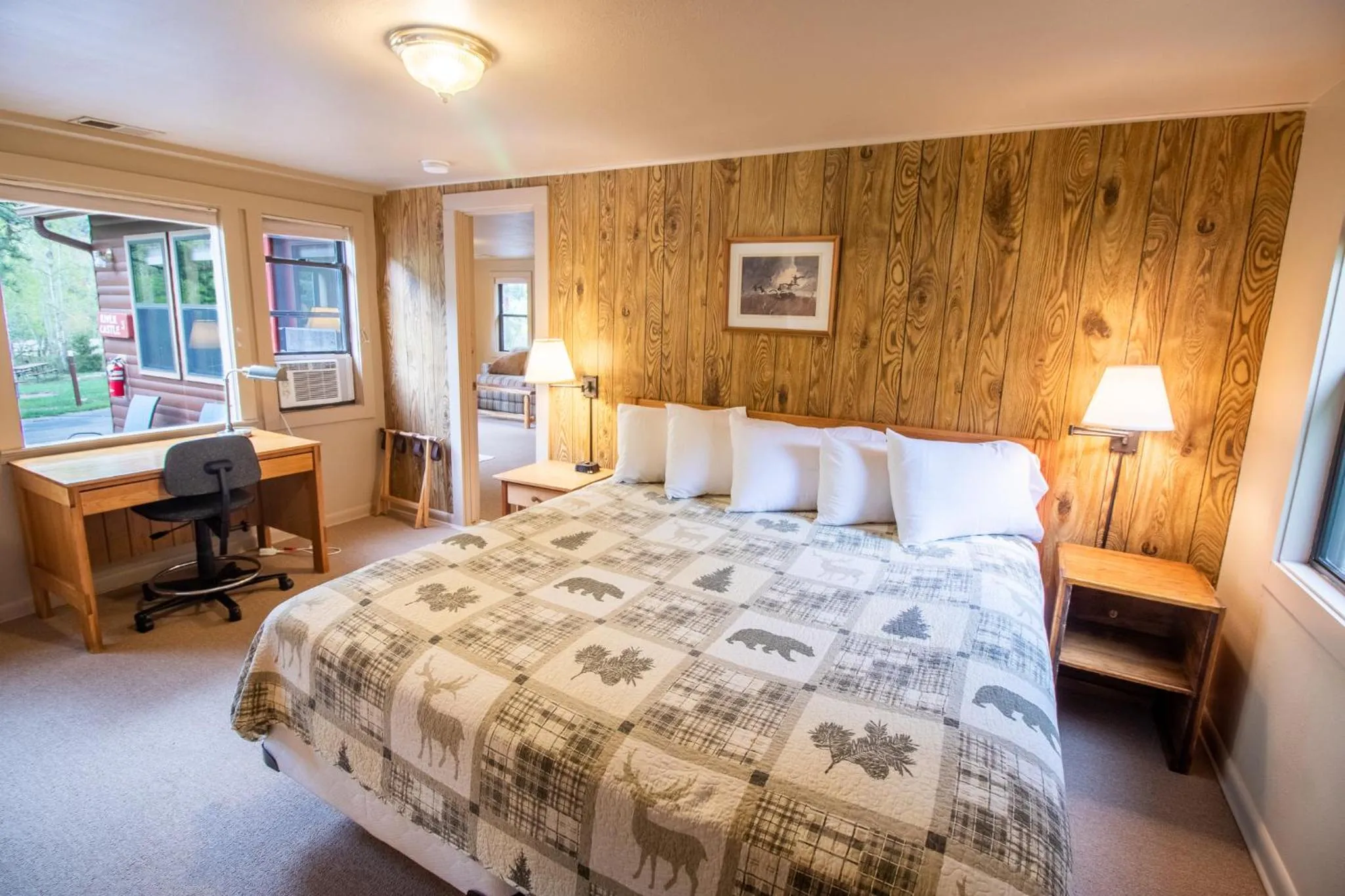 Bed in Castle Mountain Lodge