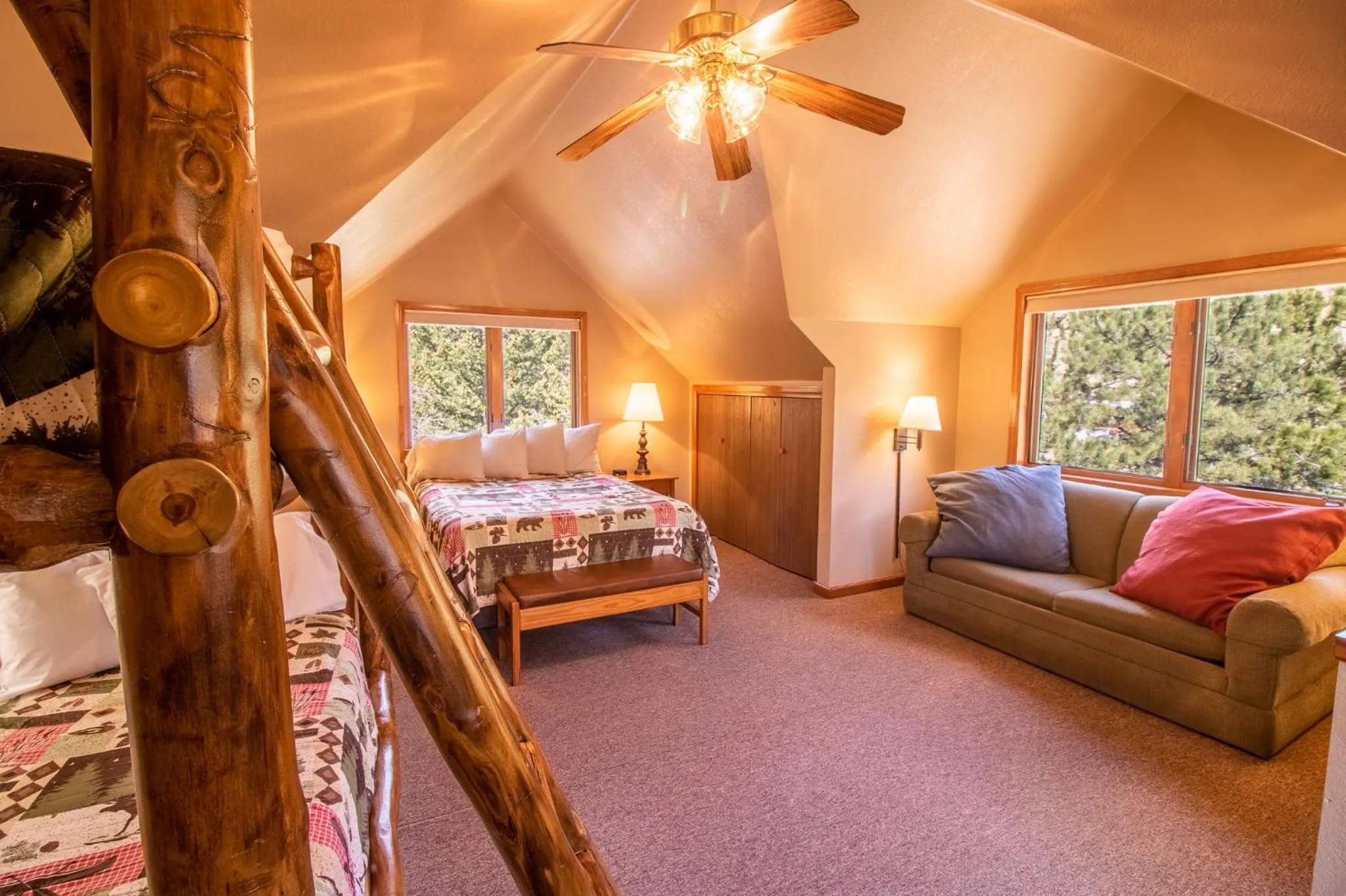 Bed in Castle Mountain Lodge