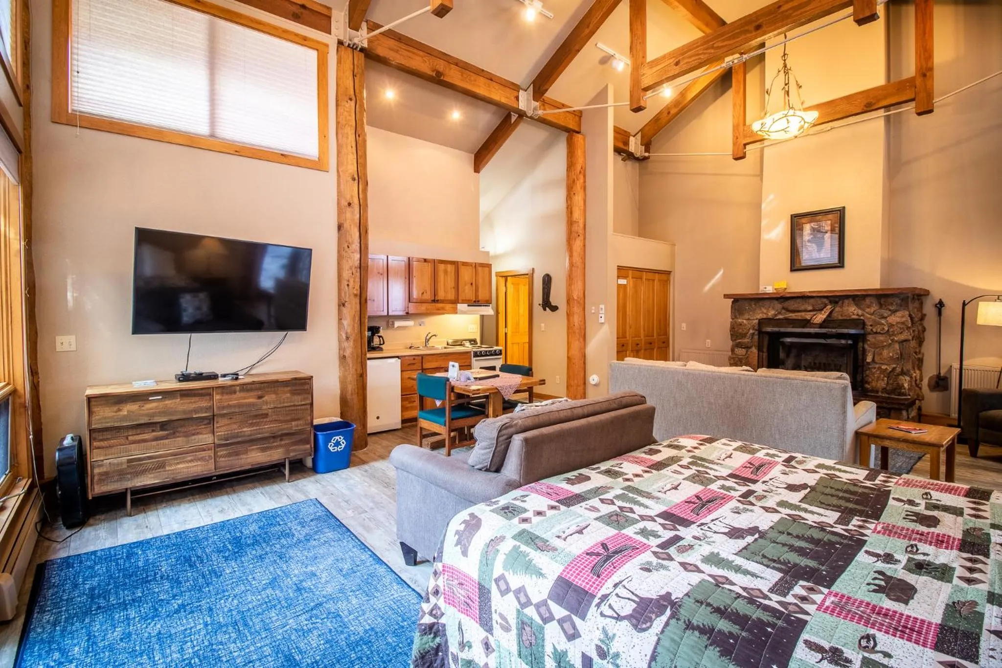 Bed in Castle Mountain Lodge