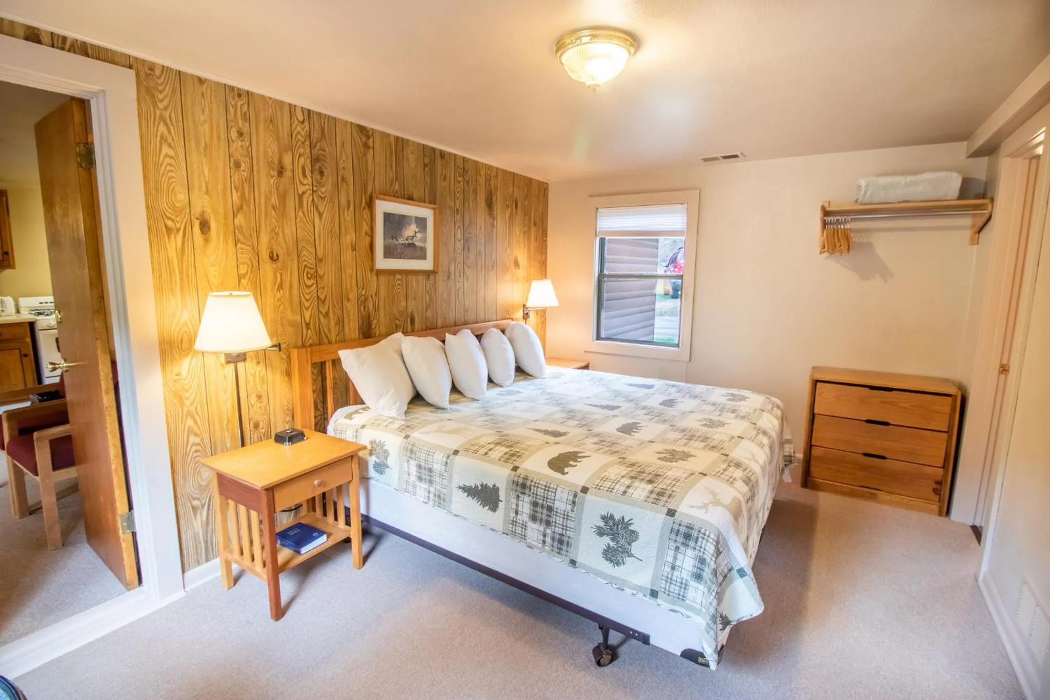 Bed in Castle Mountain Lodge