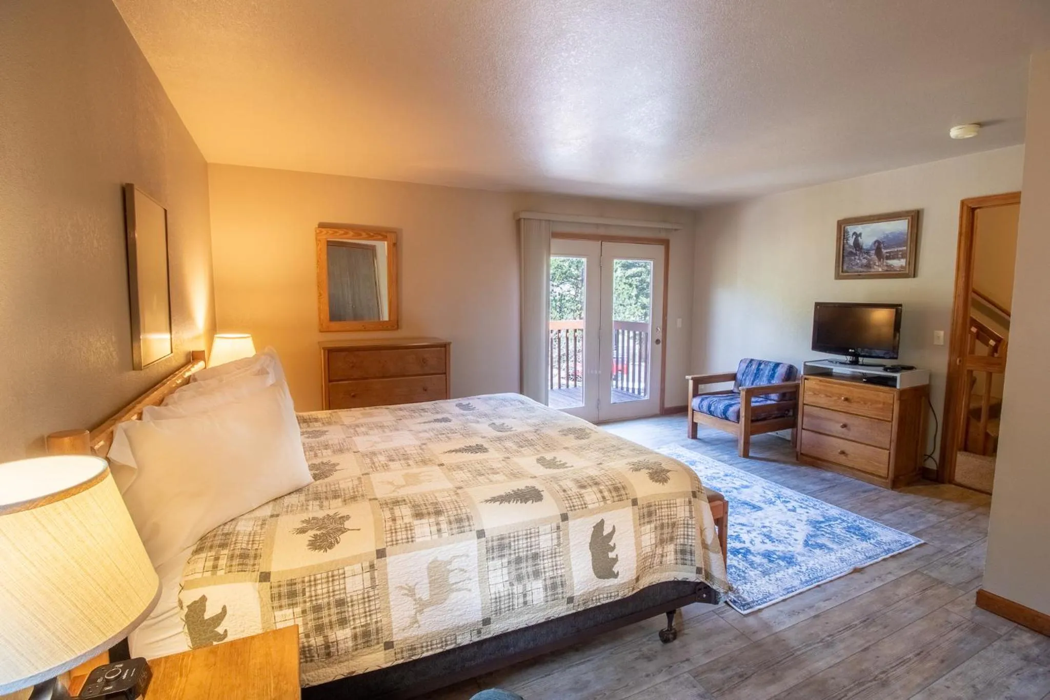 Bed in Castle Mountain Lodge