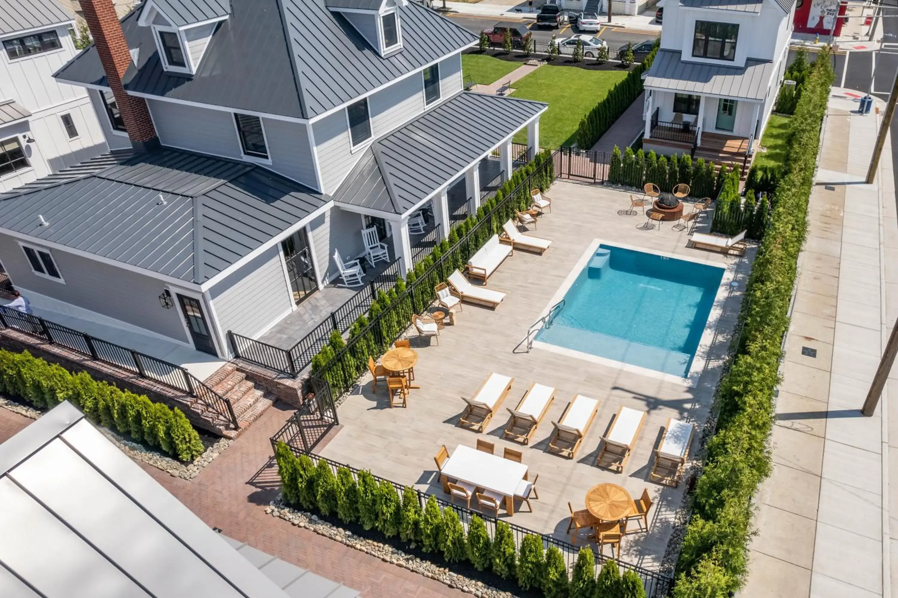 Pool view in The Hen Houses Pool view in The Hen Houses