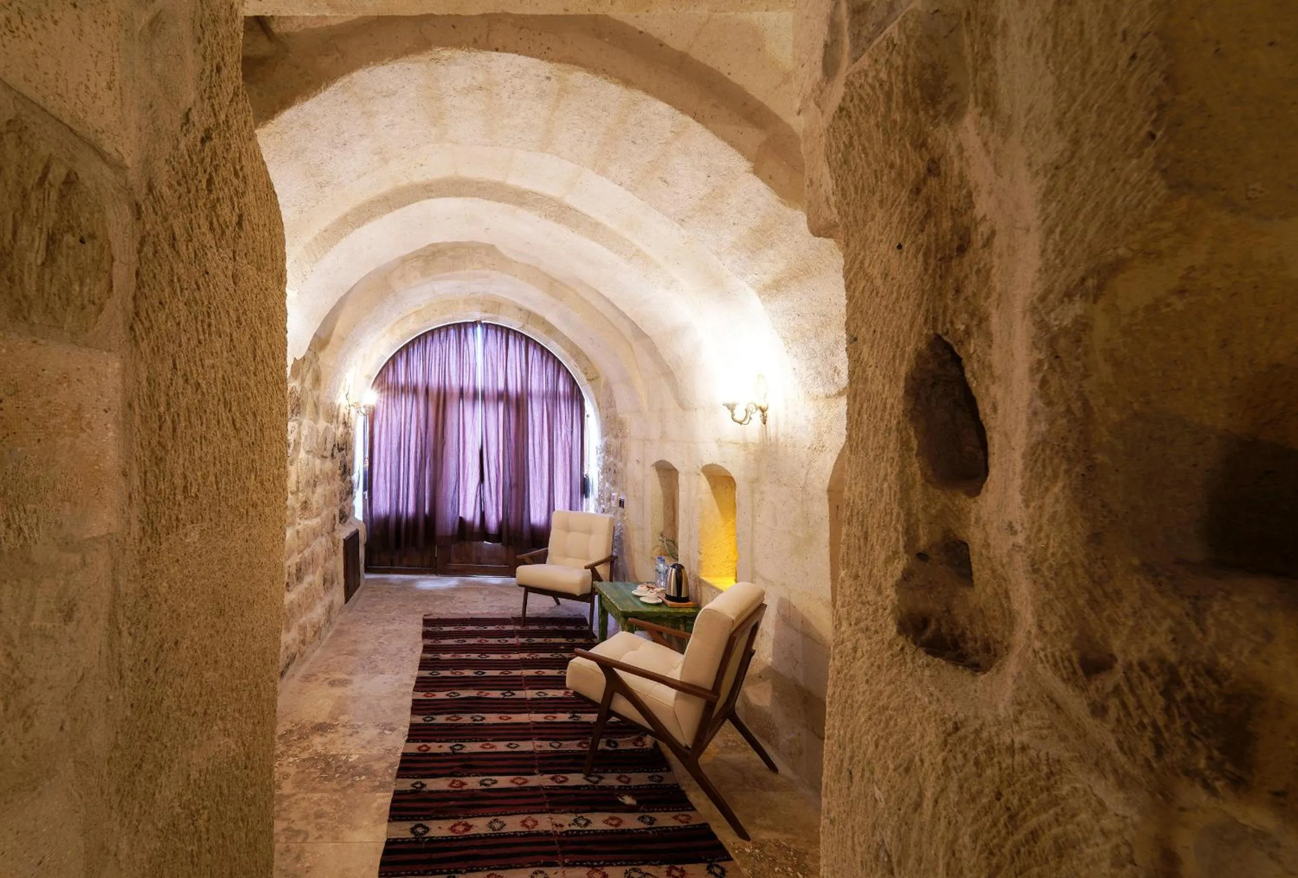 Seating area in Doctor's Cave Cappadocia