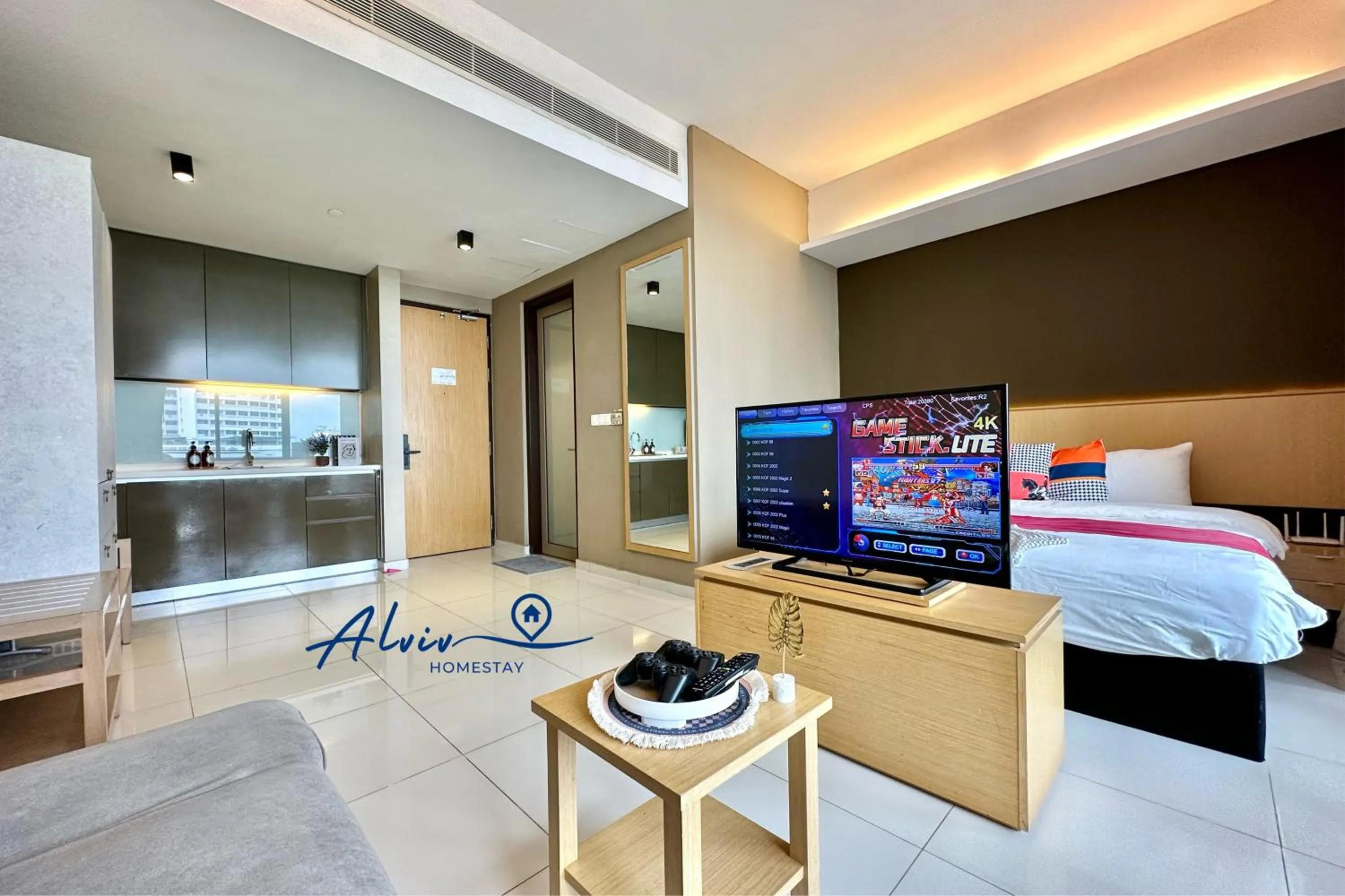 TV and multimedia, Bed in Alviv 99 Suites I Family Suite I 4-7 pax I 5minsMelakaCruise I JonkerSt