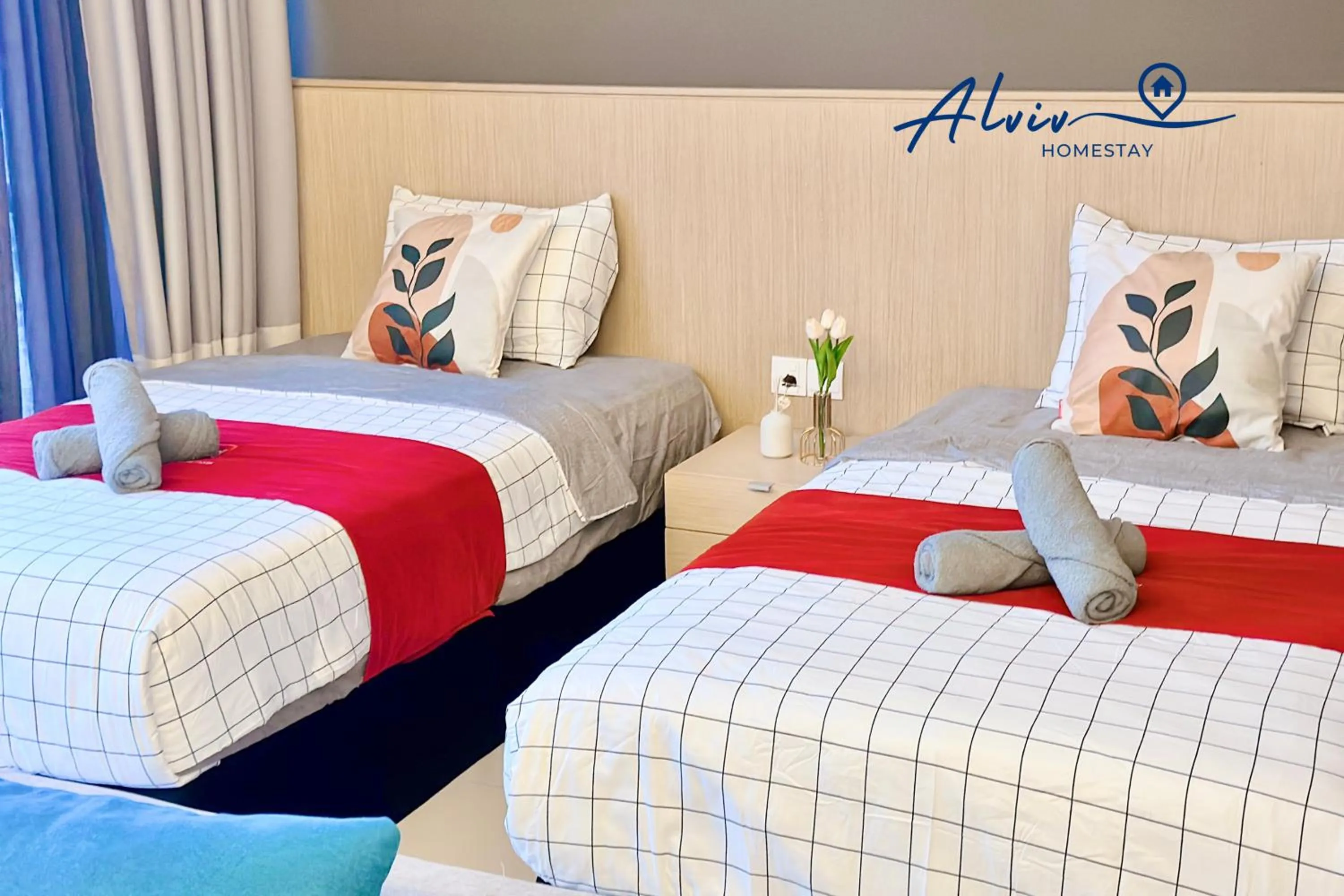 Bed in Alviv 99 Suites I Family Suite I 4-7 pax I 5minsMelakaCruise I JonkerSt