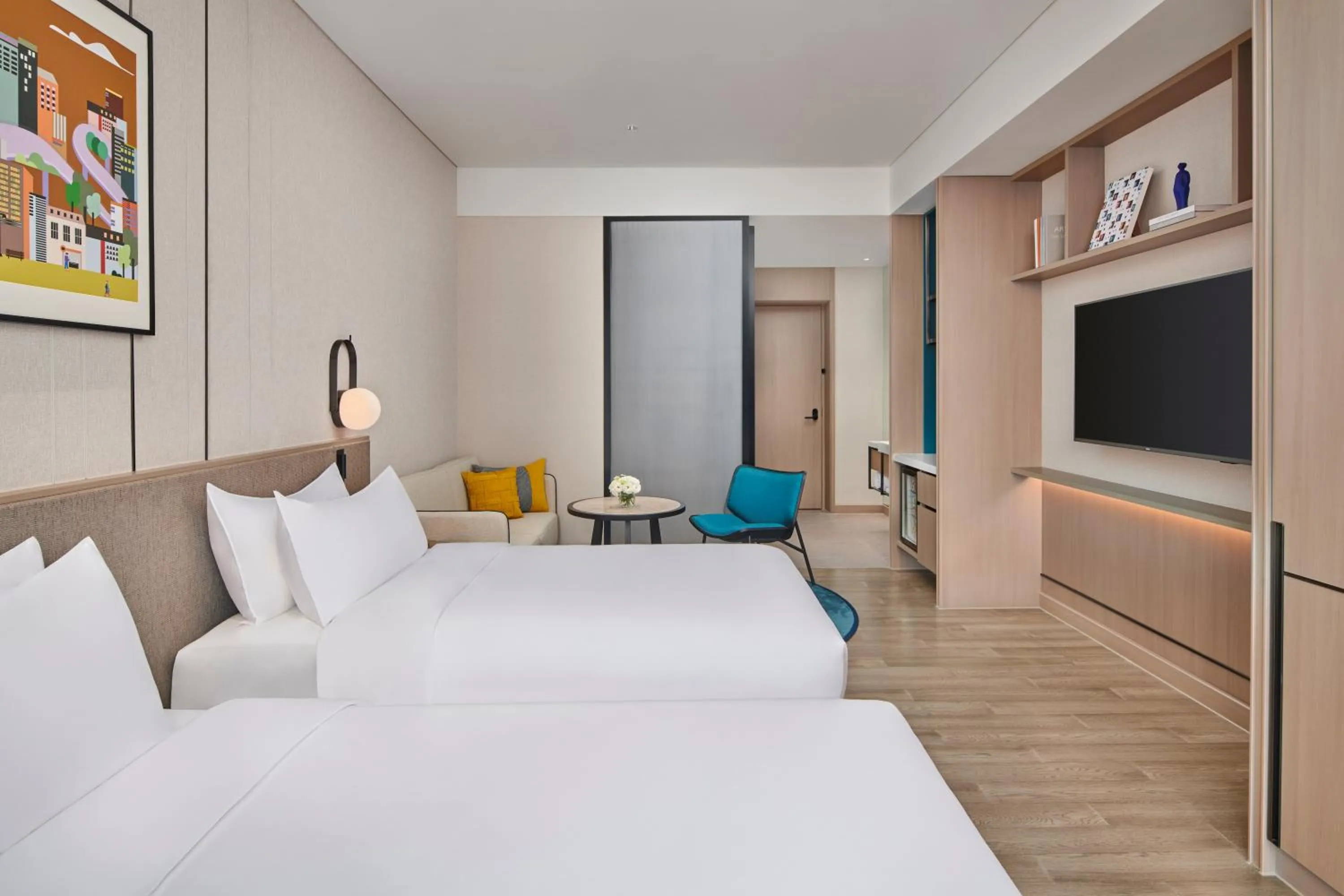 Living room, Bed in Artyzen Habitat Taopu Shanghai