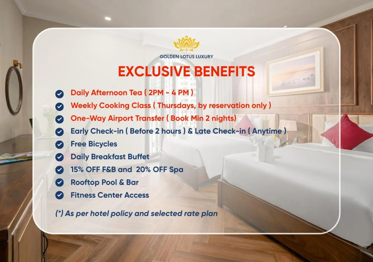 Bedroom in Golden Lotus Luxury Hotel Danang - Complimentary Daily Afternoon Tea