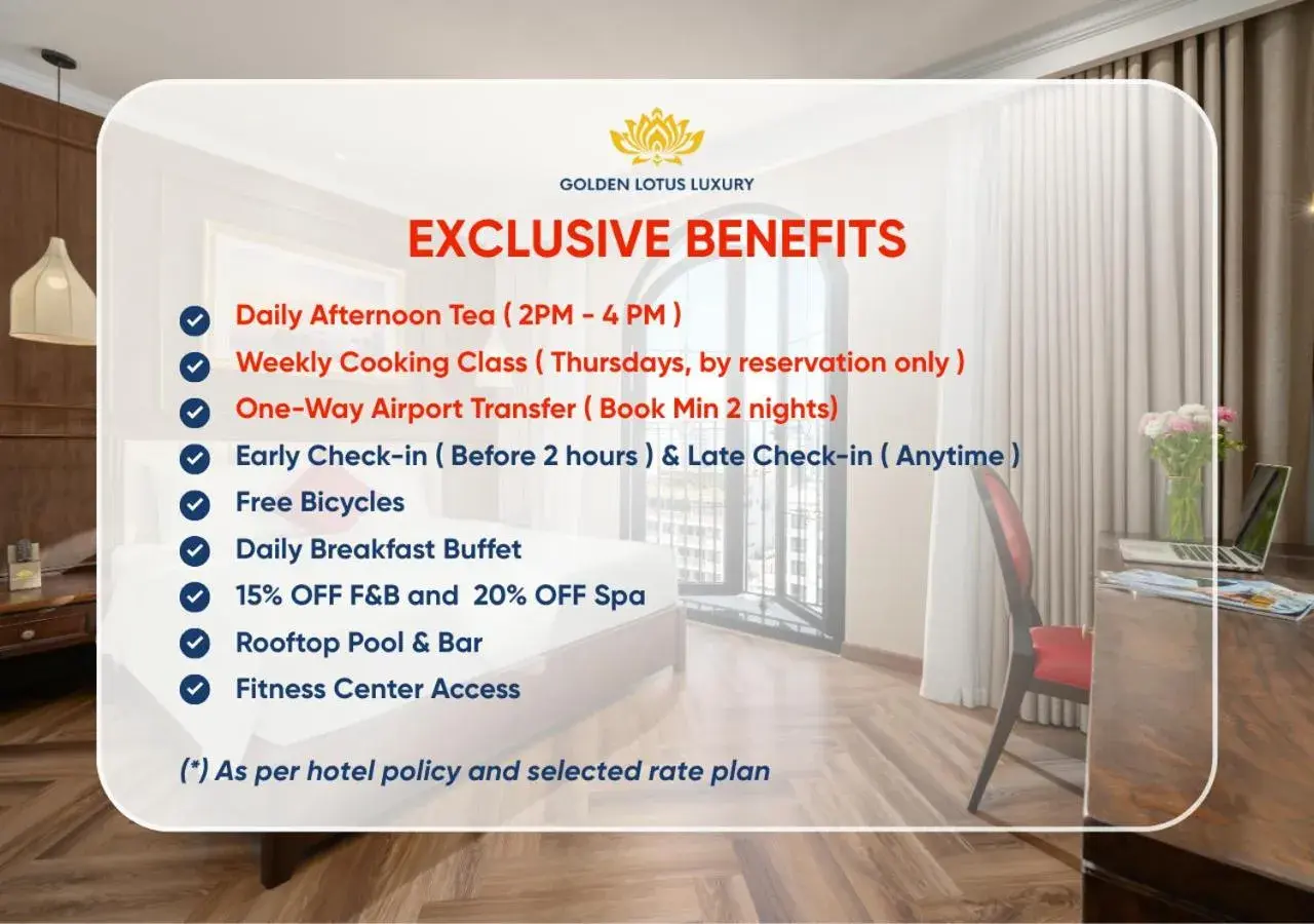 Bedroom in Golden Lotus Luxury Hotel Danang - Complimentary Daily Afternoon Tea Bedroom in Golden Lotus Luxury Hotel Danang - Complimentary Daily Afternoon Tea