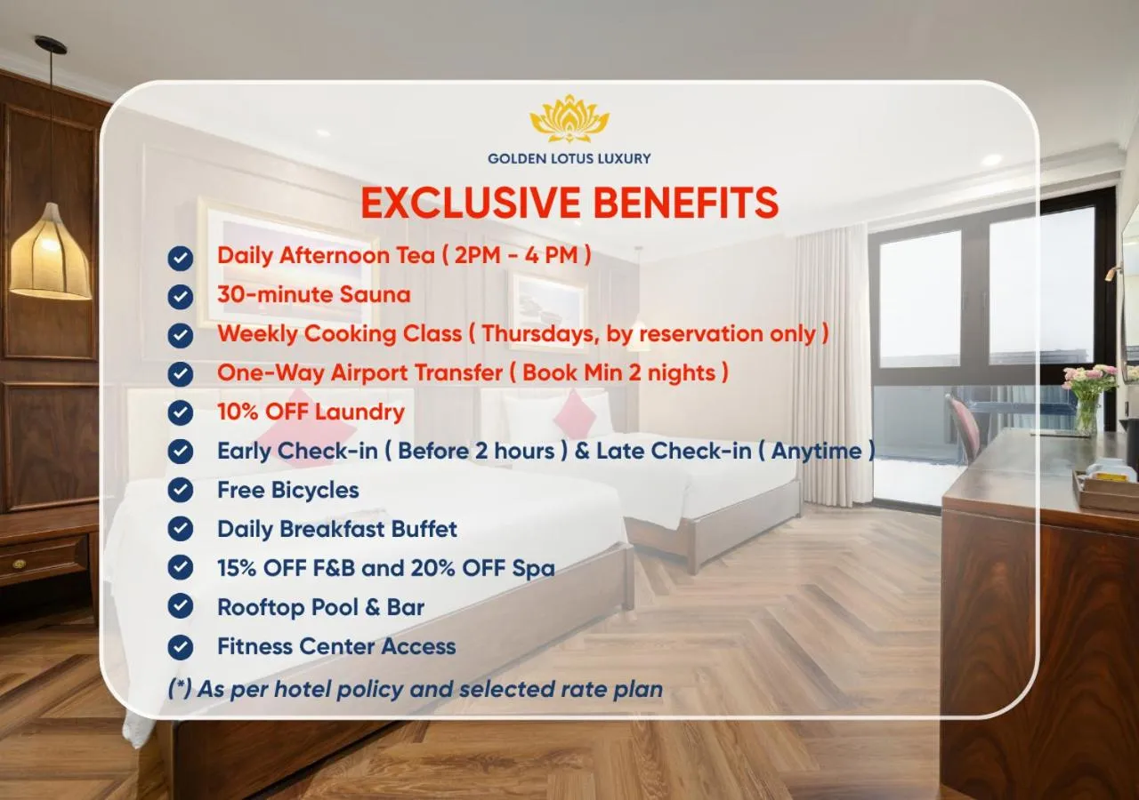 Bedroom in Golden Lotus Luxury Hotel Danang - Complimentary Daily Afternoon Tea