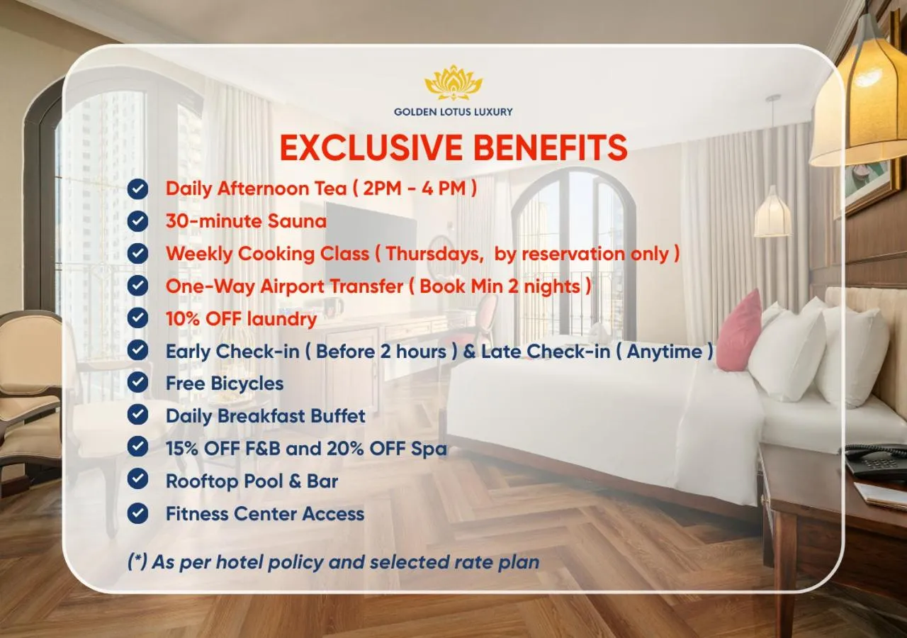 Bedroom in Golden Lotus Luxury Hotel Danang - Complimentary Daily Afternoon Tea