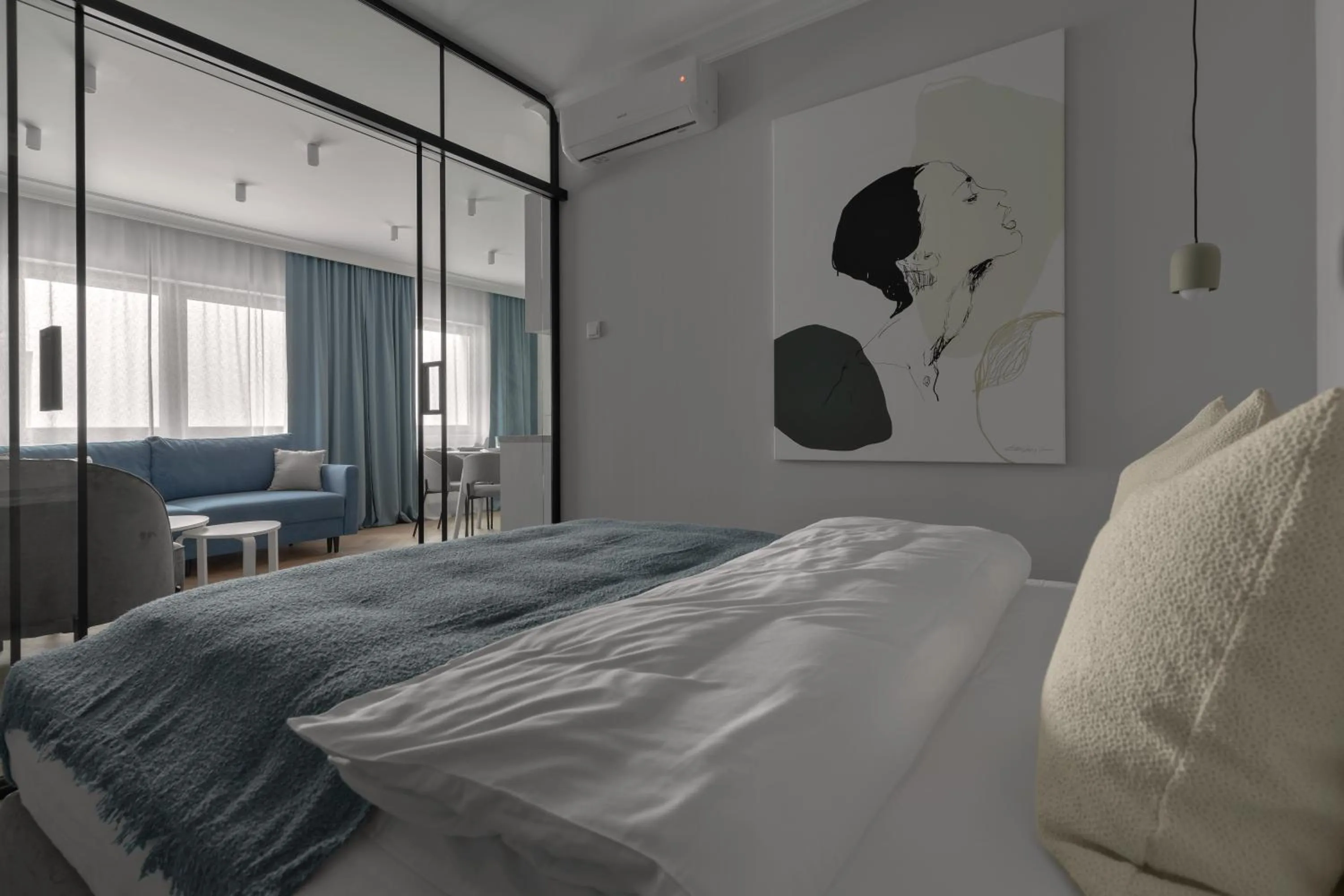 Bed in APARTIO ROOMS Gliwice