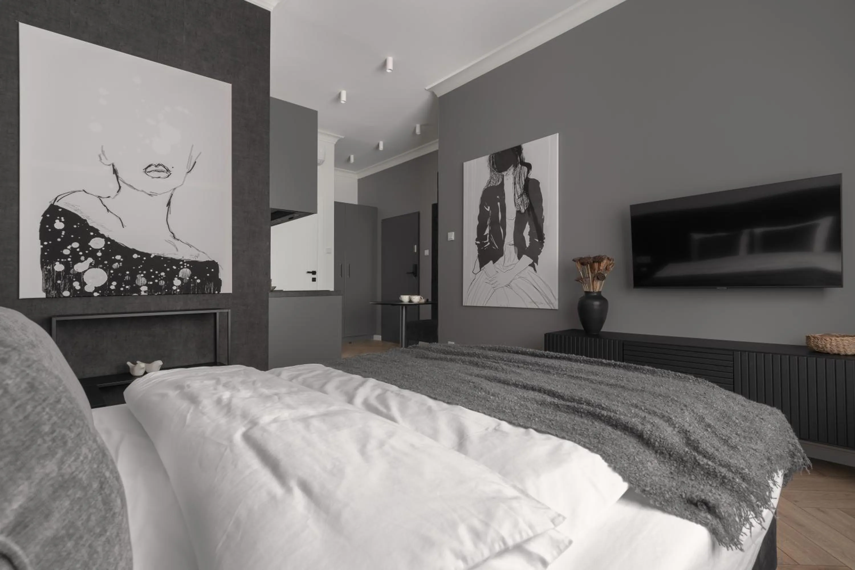 Bed in APARTIO ROOMS Gliwice