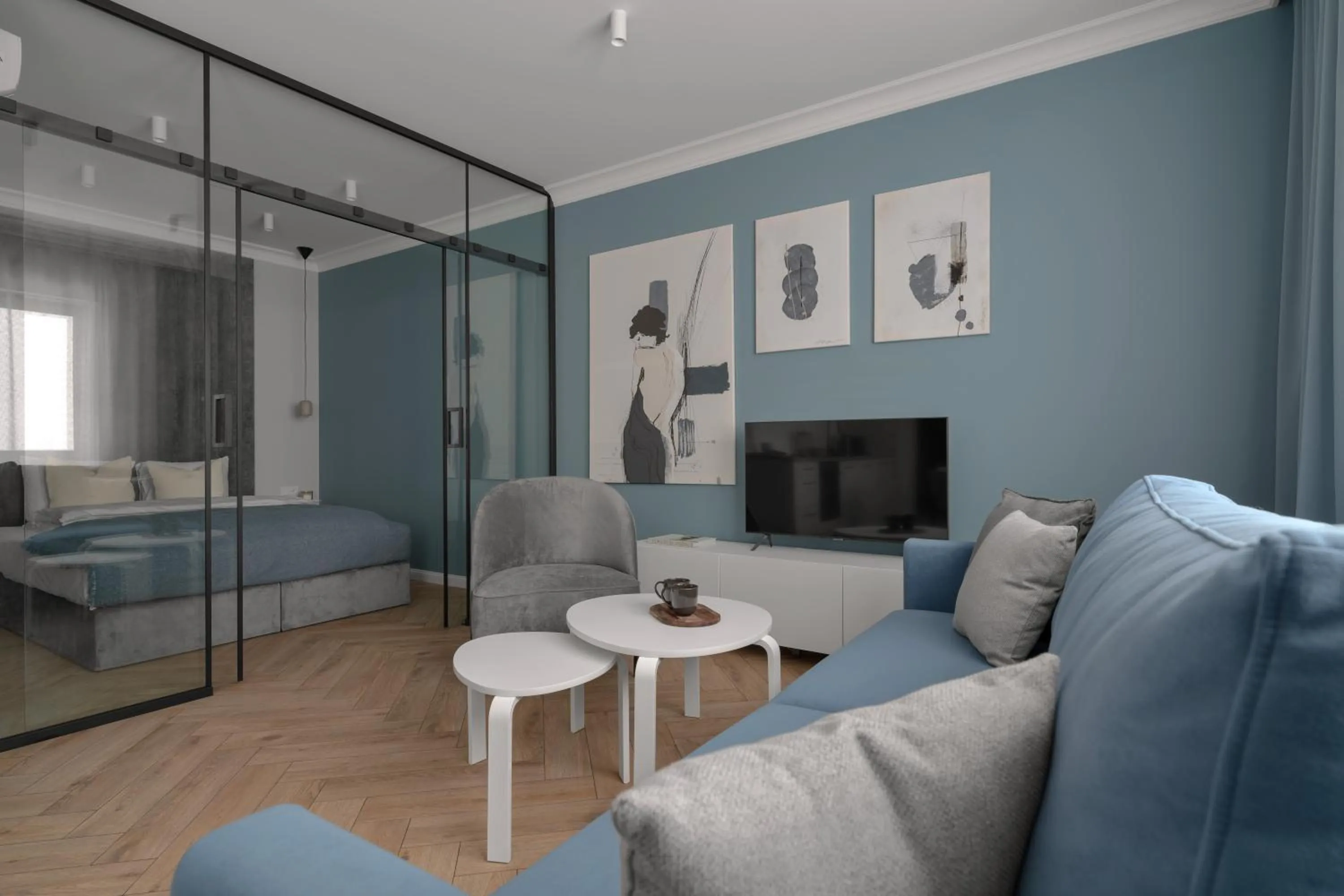 Bed in APARTIO ROOMS Gliwice