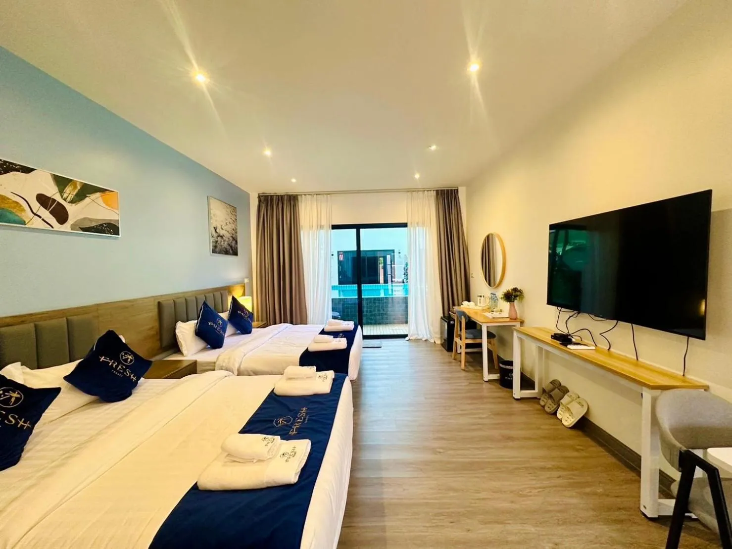View (from property/room), Bed in Fresh Resort Pattaya