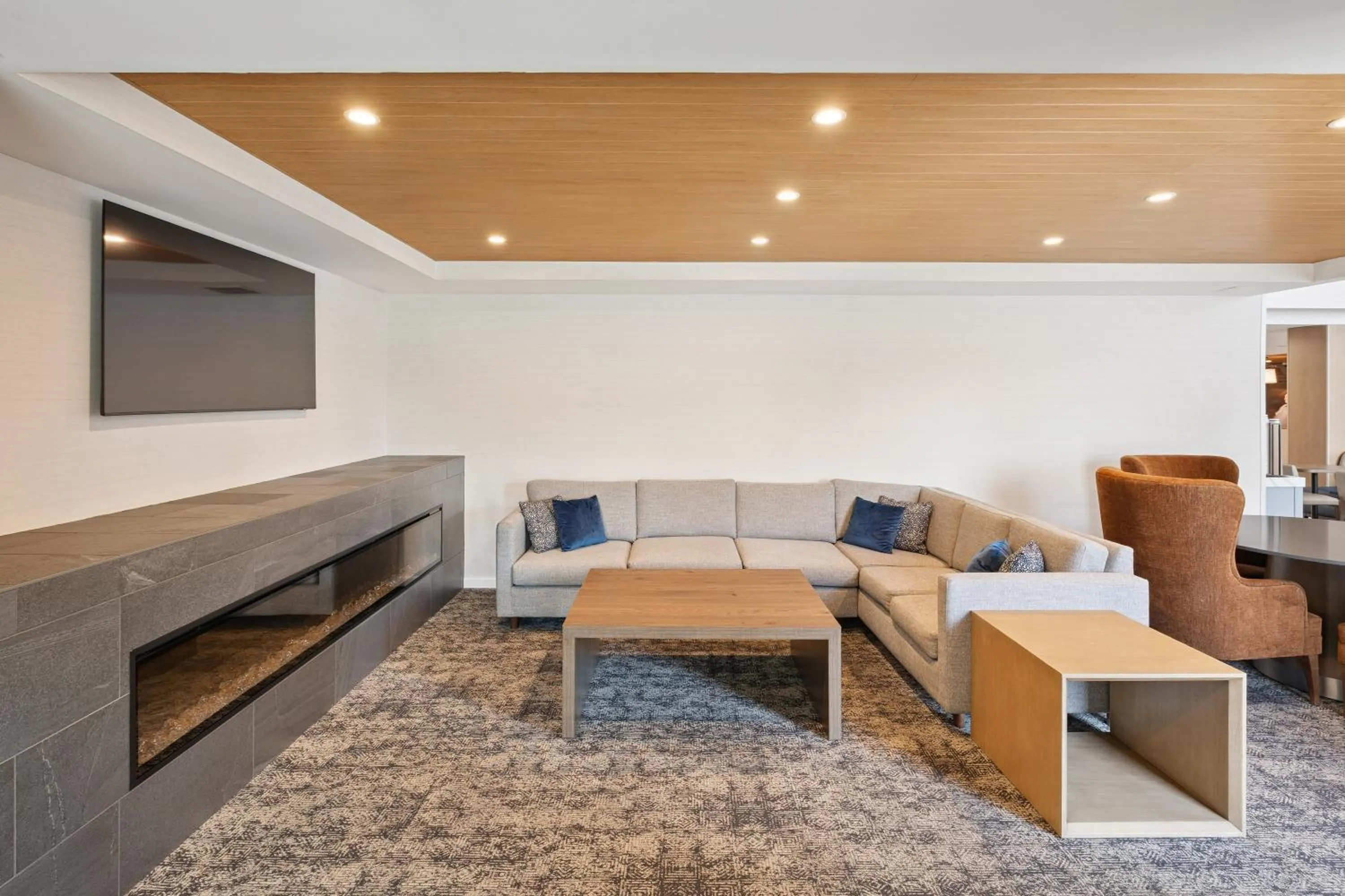 fireplace in Staybridge Suites Sacramento Woodland by IHG