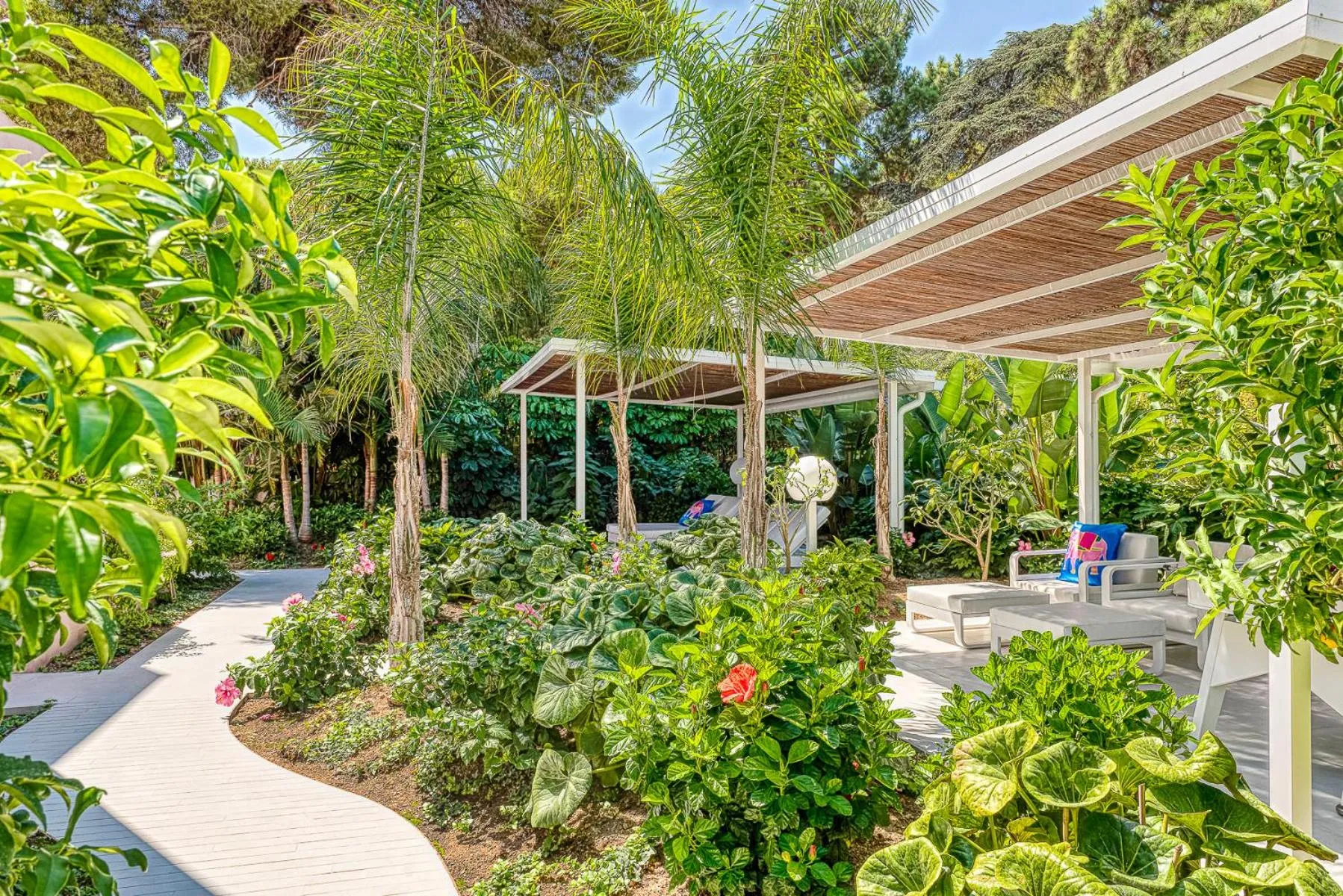 Garden view in The Pink Elephant Hotel