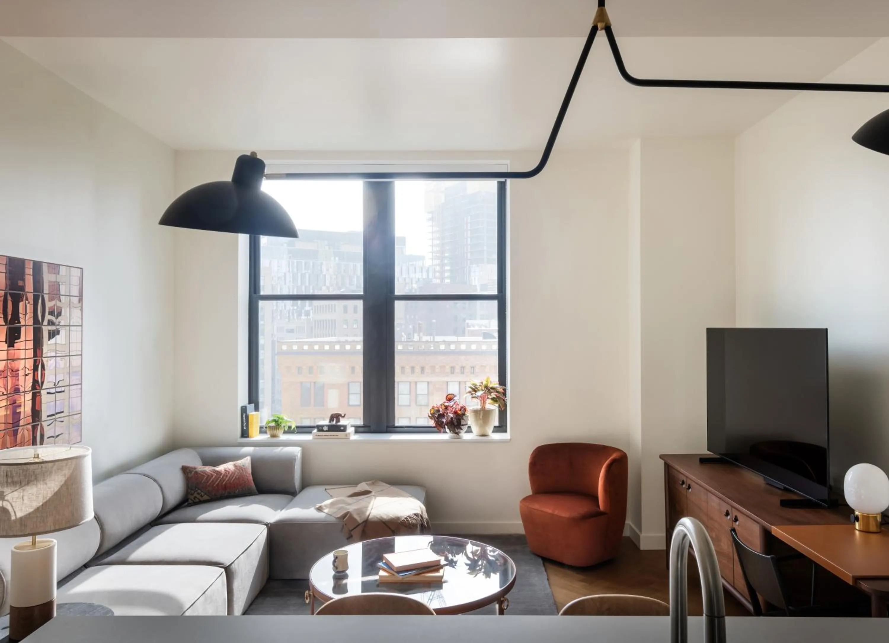 Living room, Bed in ROOST Detroit