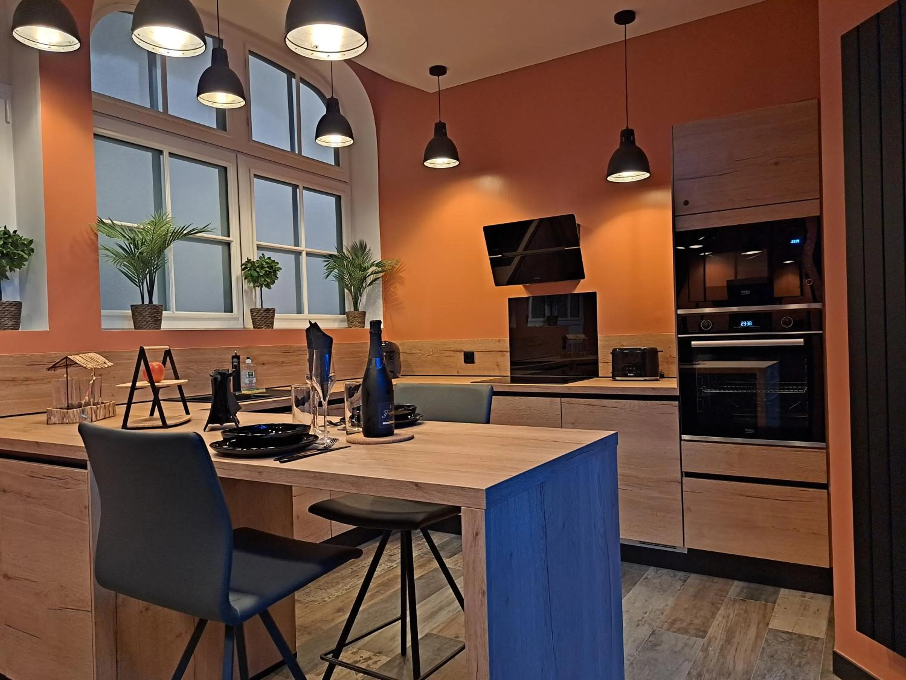 Kitchen or kitchenette in Ospaloft, meublé haut de gamme avec spa privatif
