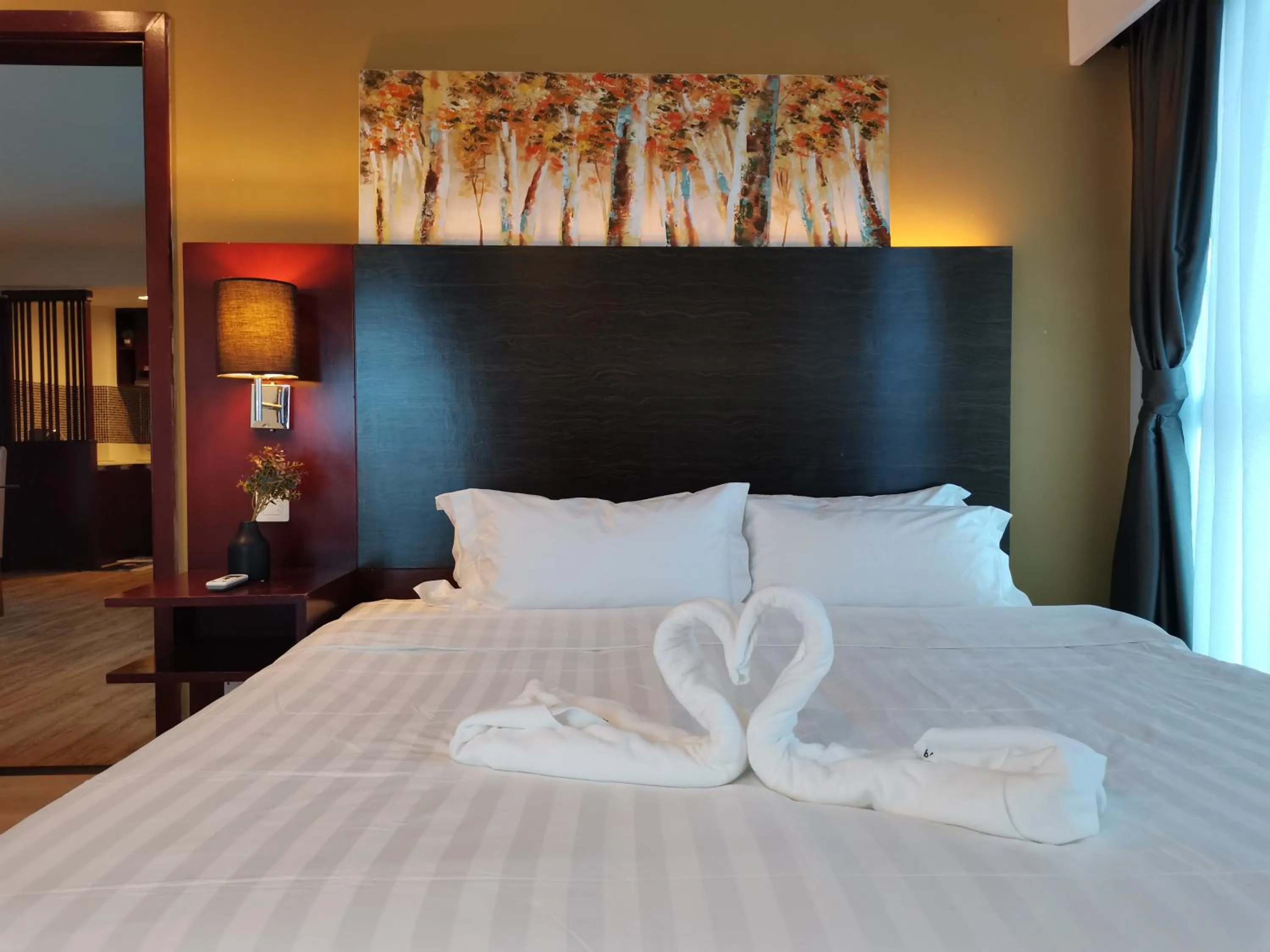 Bed in Greenage MingSuite 明绿时代套房 Kota Kinabalu 亚庇市中心