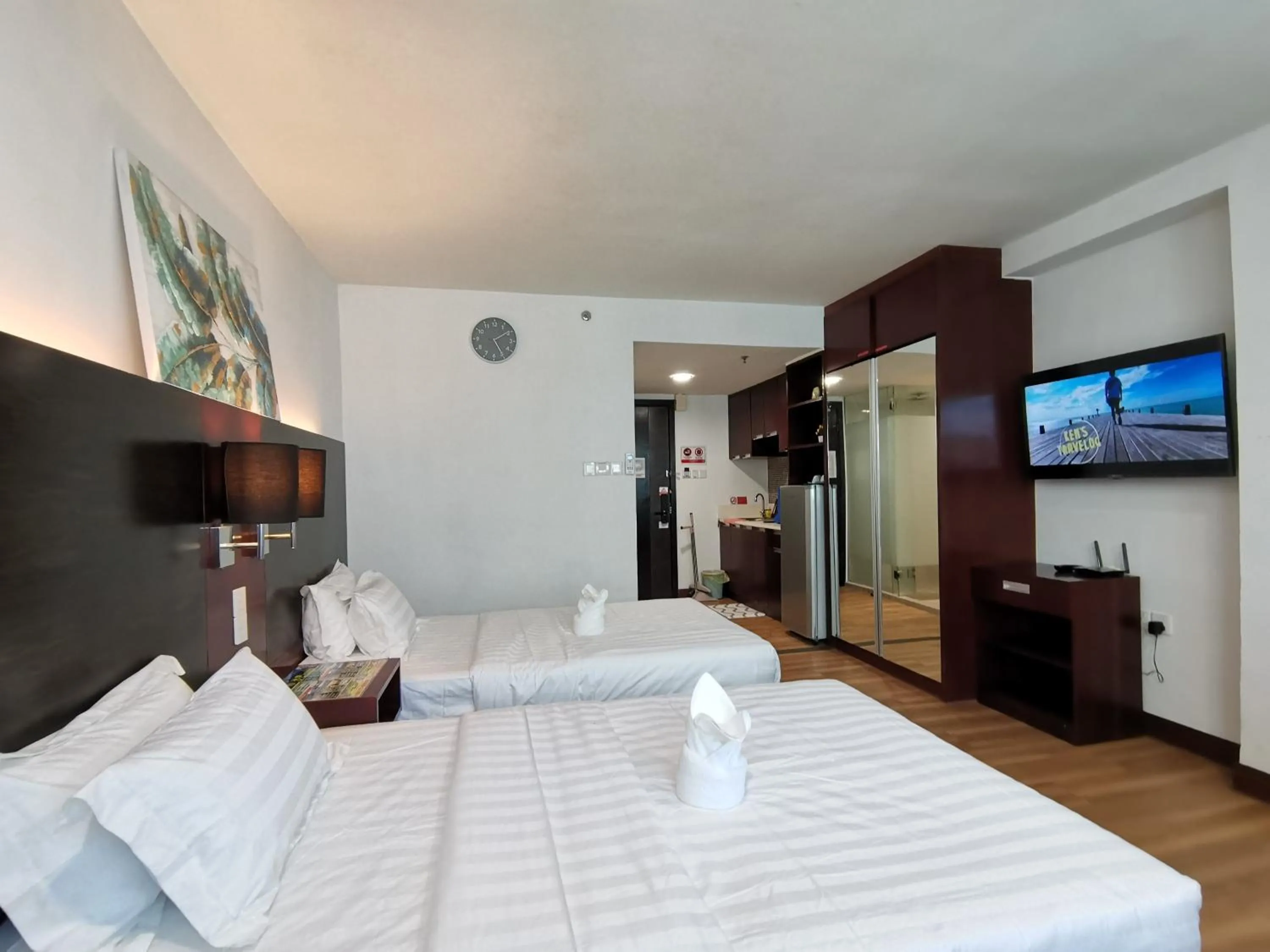 Bed in Greenage MingSuite 明绿时代套房 Kota Kinabalu 亚庇市中心