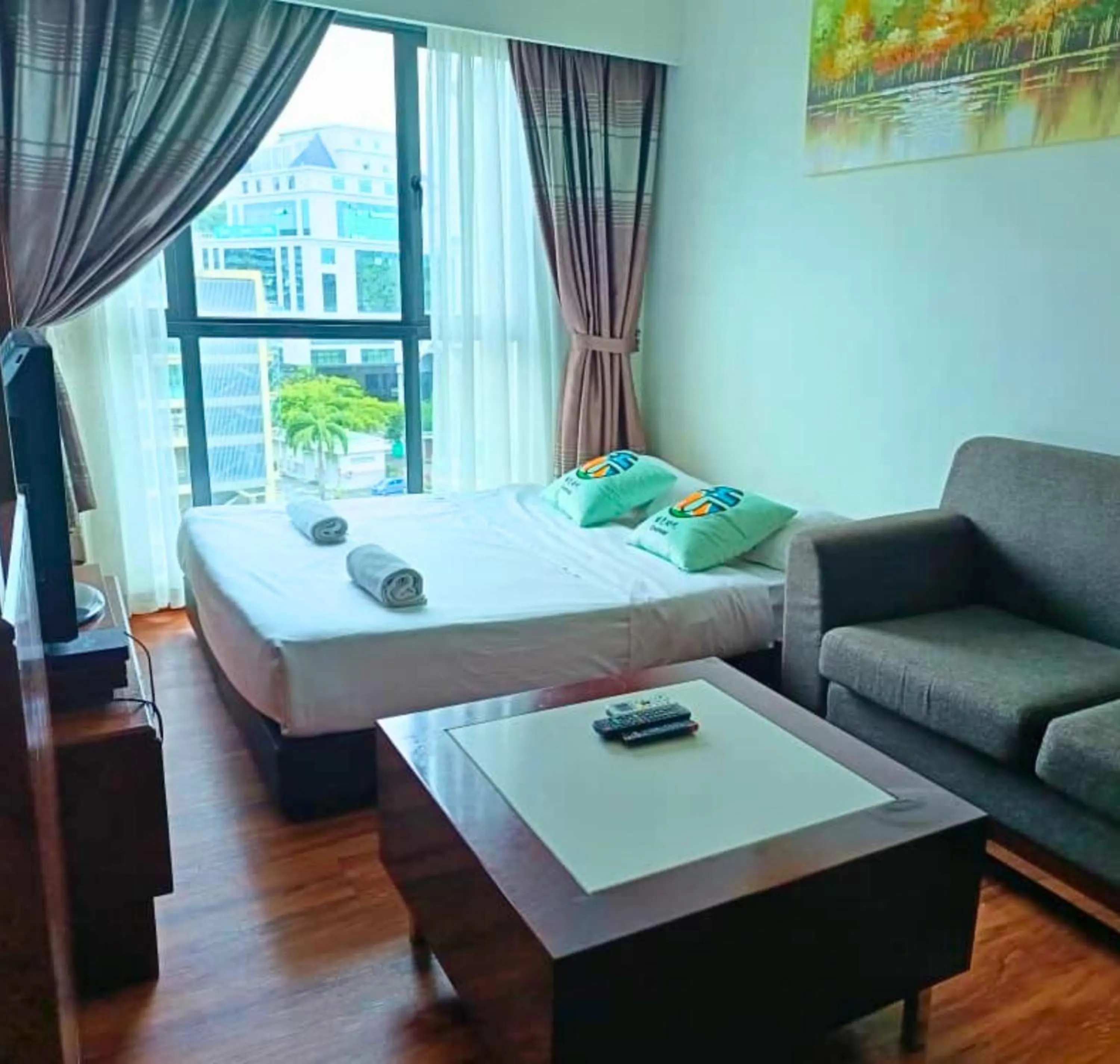 Bed in Greenage MingSuite 明绿时代套房 Kota Kinabalu 亚庇市中心
