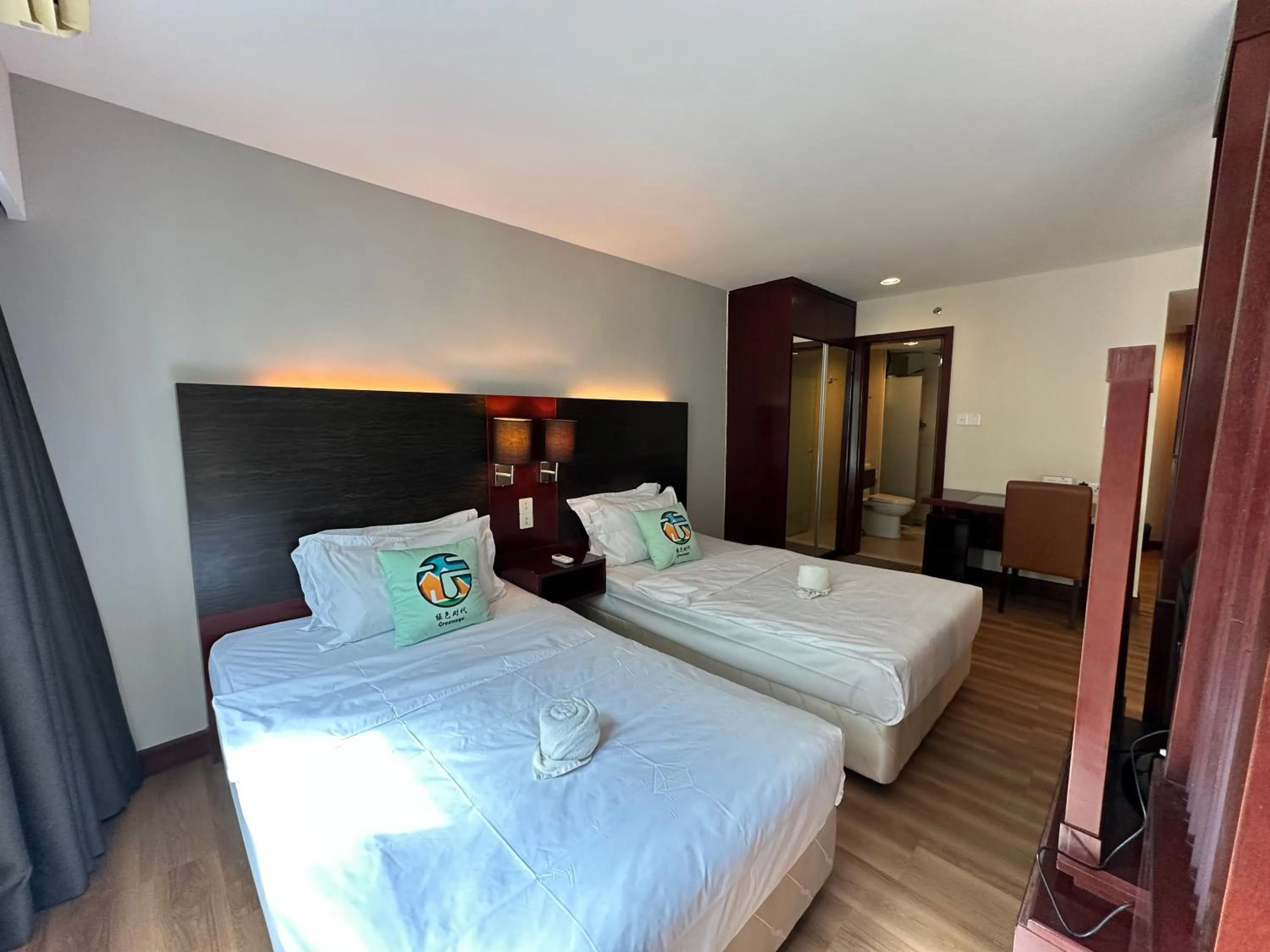 Bed in Greenage MingSuite 明绿时代套房 Kota Kinabalu 亚庇市中心