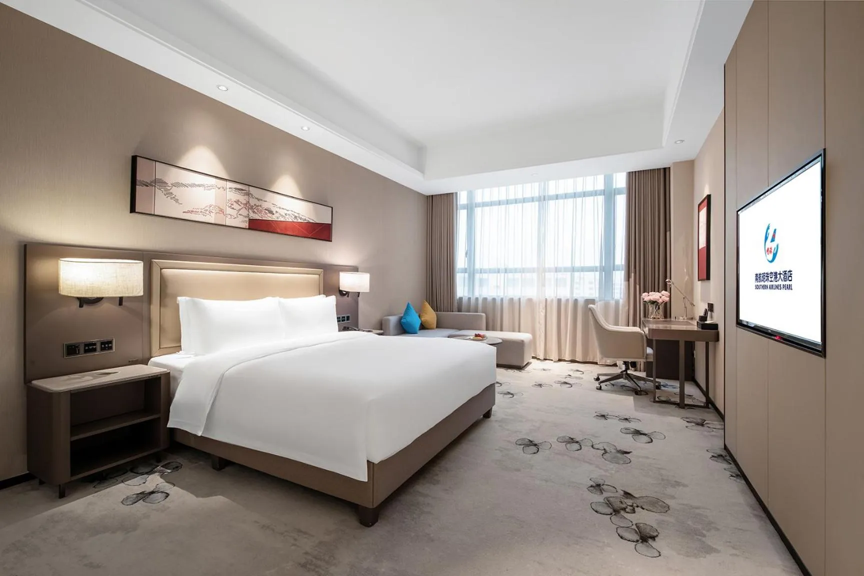 Bed in Guangzhou Southern Airlines Pearl Airport Hotel
